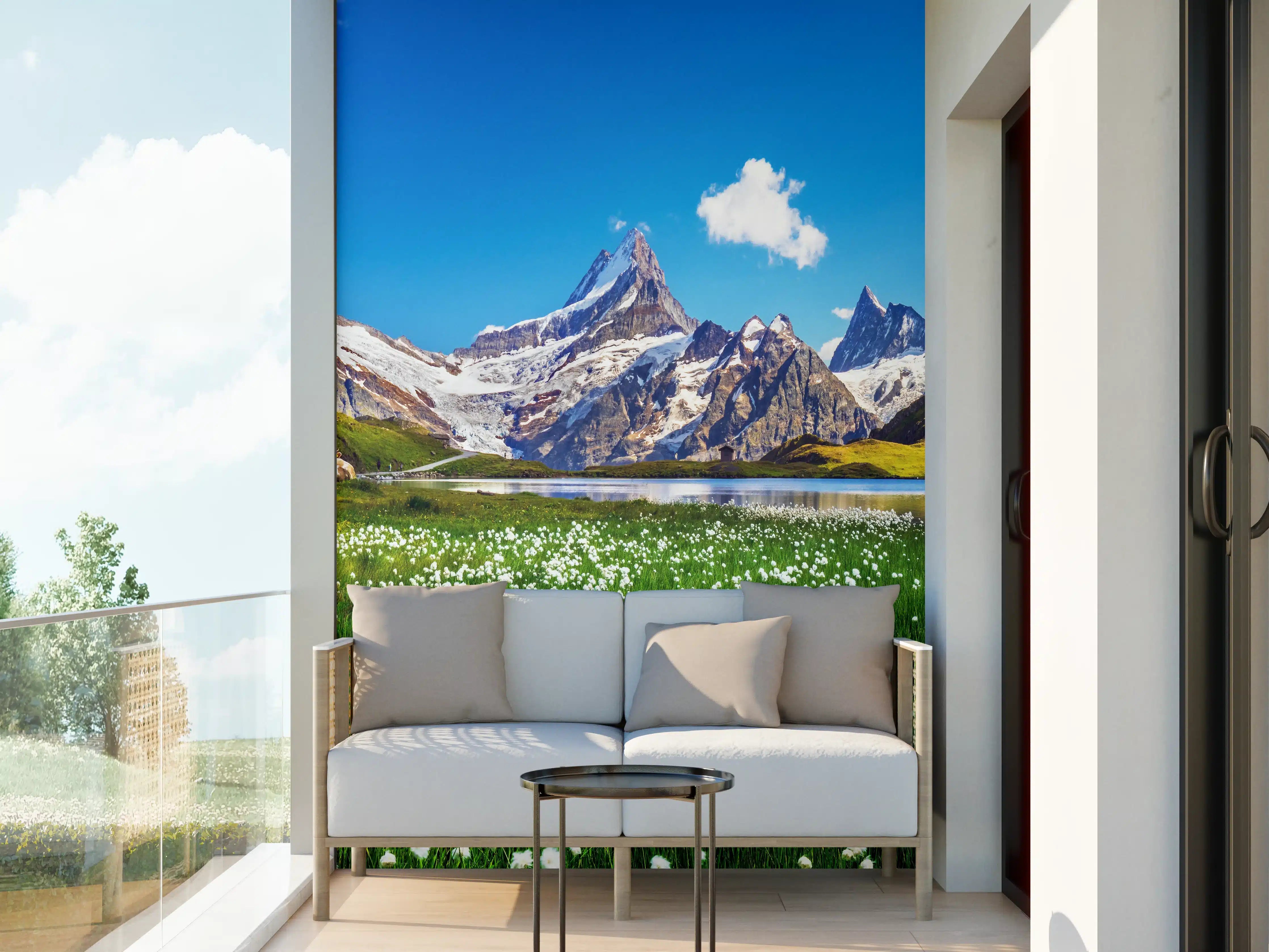 Wandverkleidung außen - Heitere Aussicht auf die Berner Alpenkette