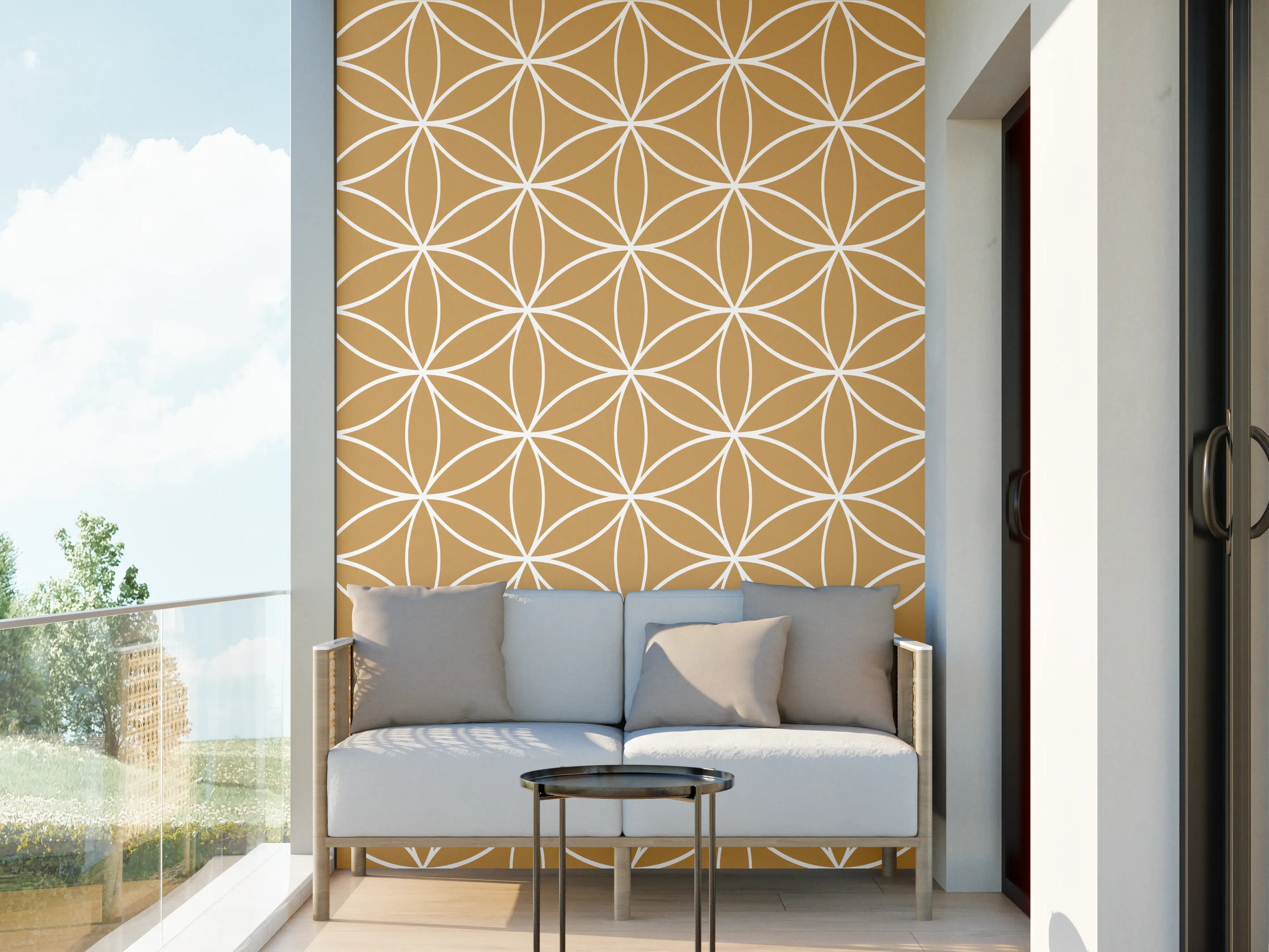 Wandverkleidung außen - Hellbraune geometrische Muster