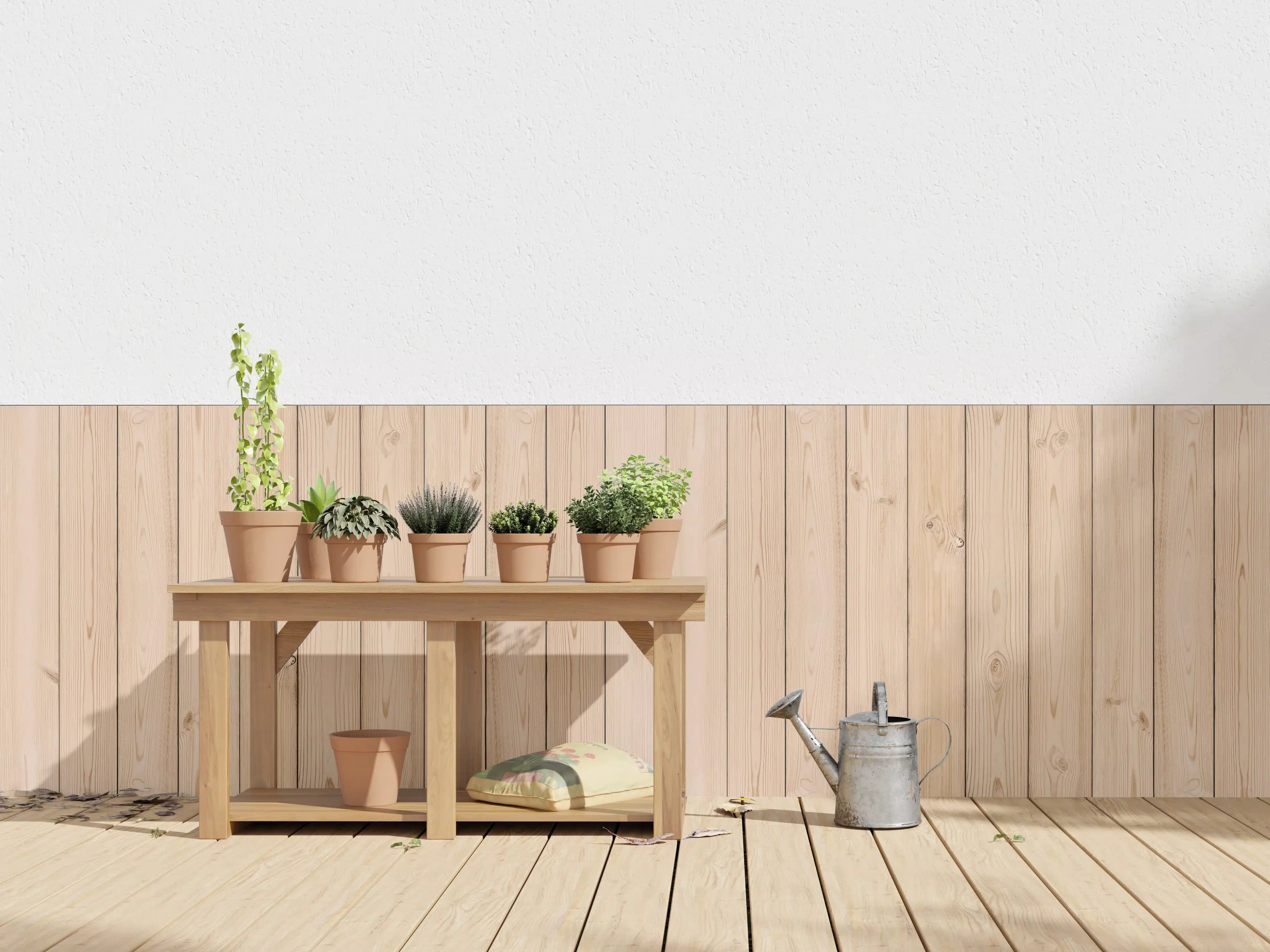 Wandverkleidung außen - Helle Holzplanken 