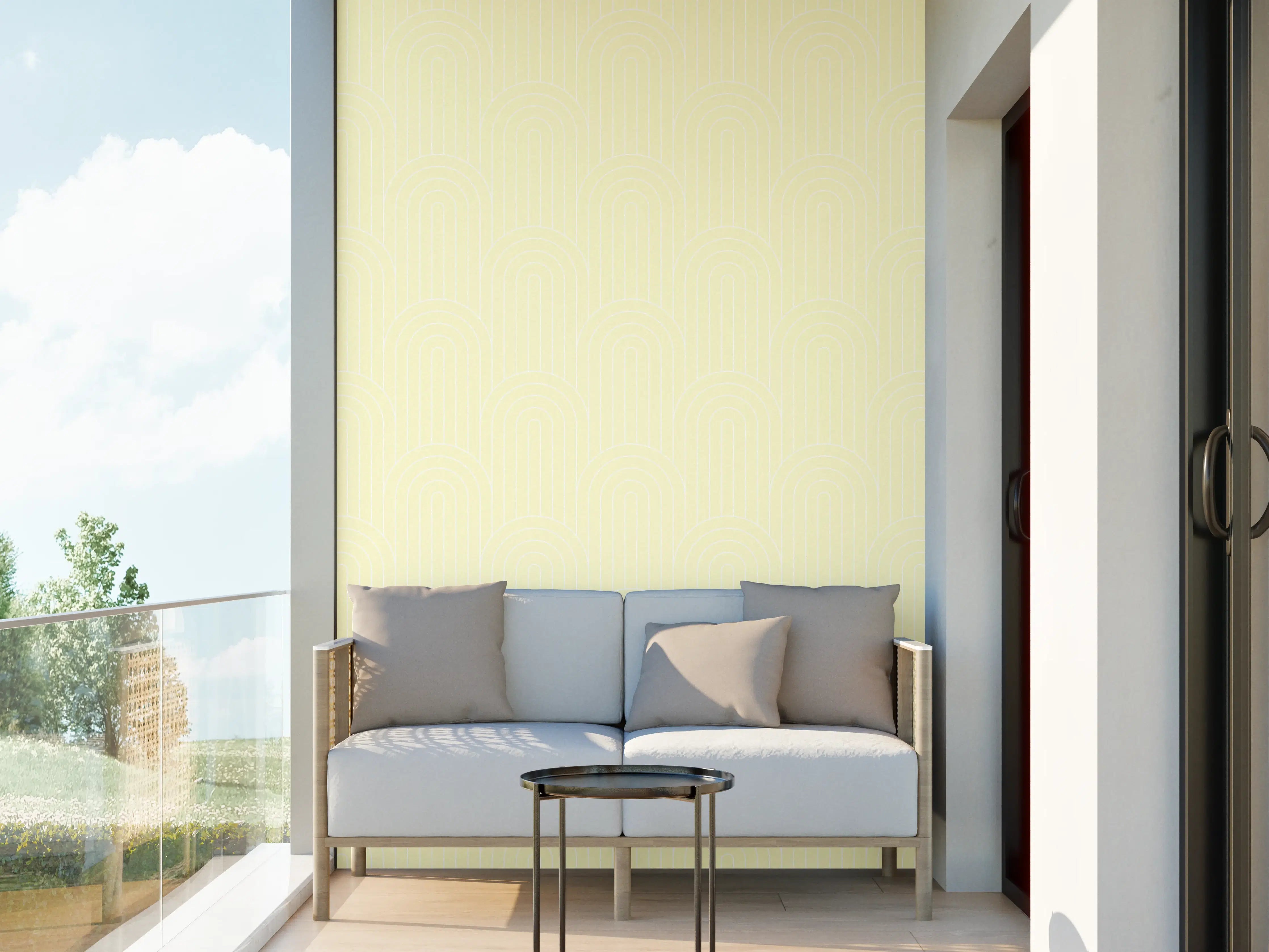 Wandverkleidung außen - Helle Limone-Creme-Arkaden