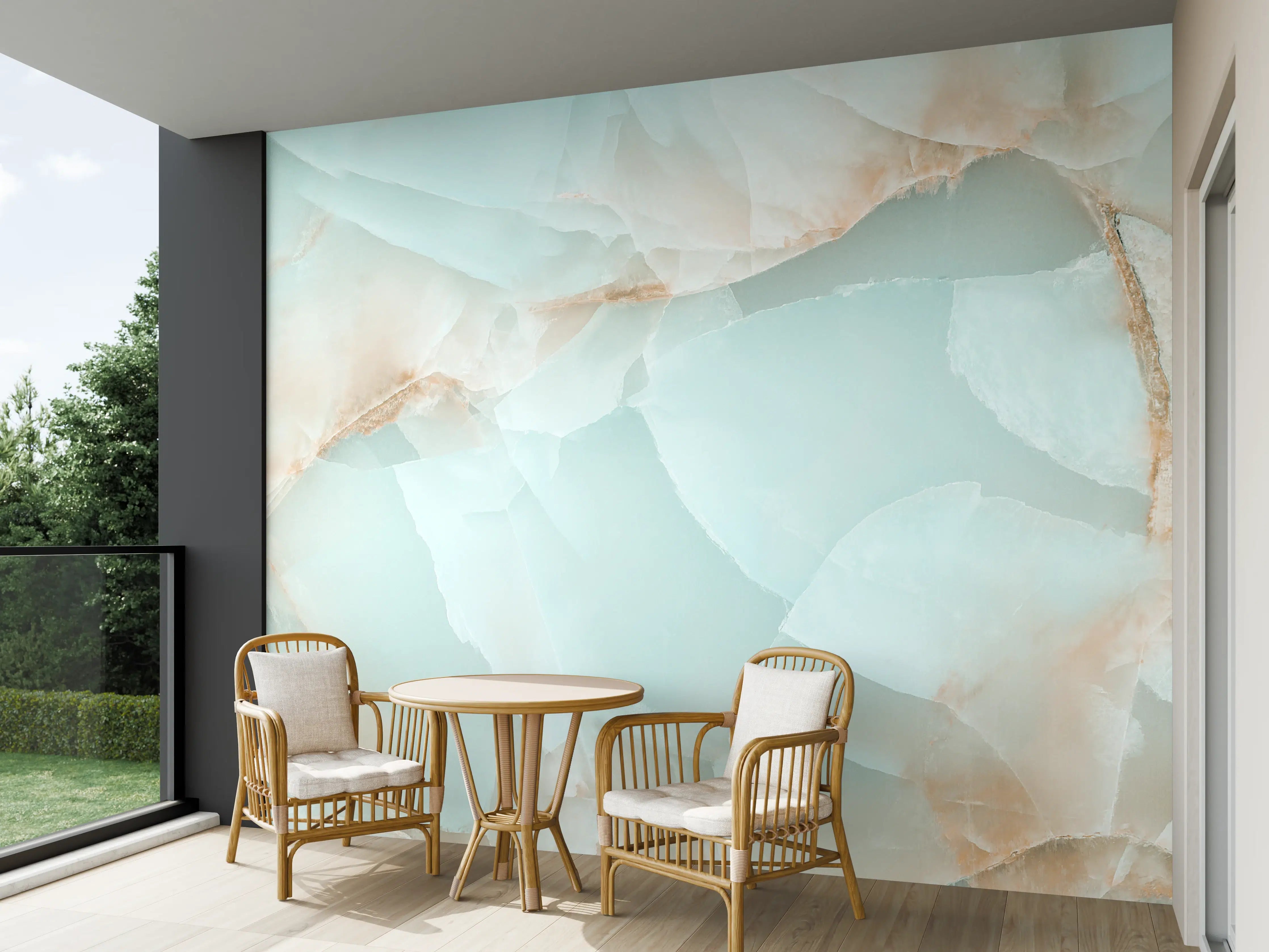 Wandverkleidung außen - Helle Marmor-Textur mit wärmeren Akzenten