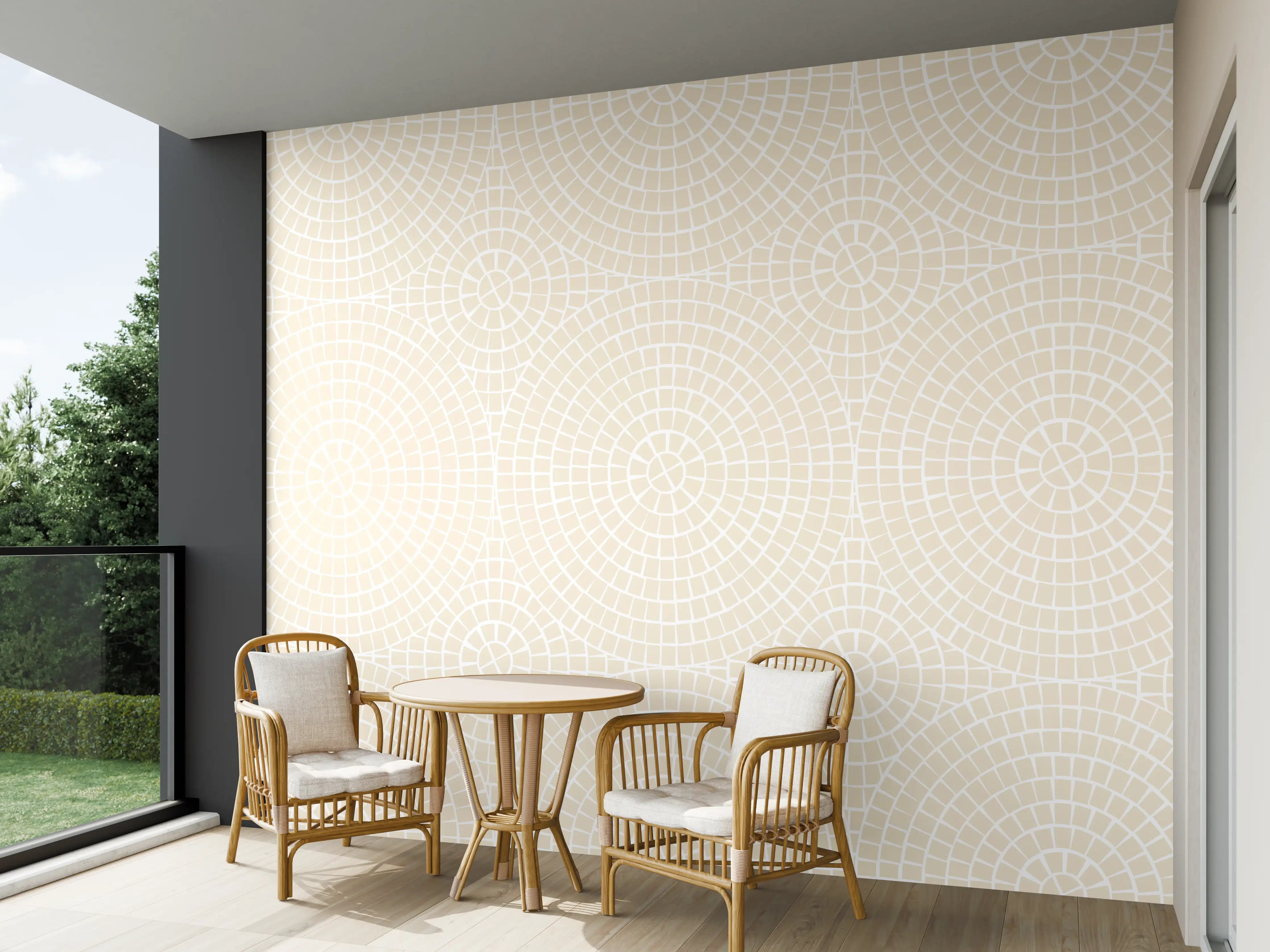 Wandverkleidung außen - Helle Mosaik-Crema-Fliese