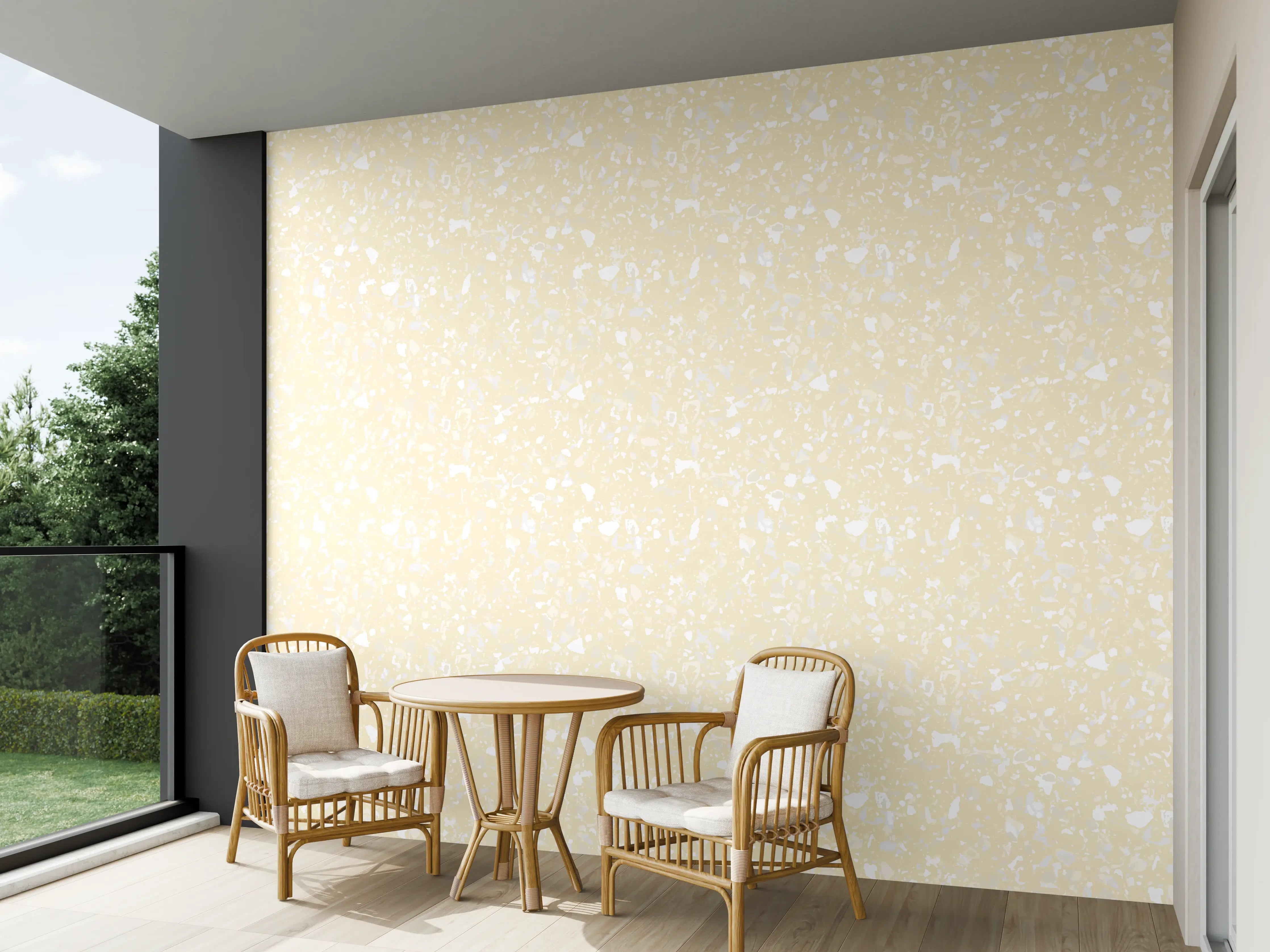 Wandverkleidung außen - Helle Terrazzo-Fliese in Avorio