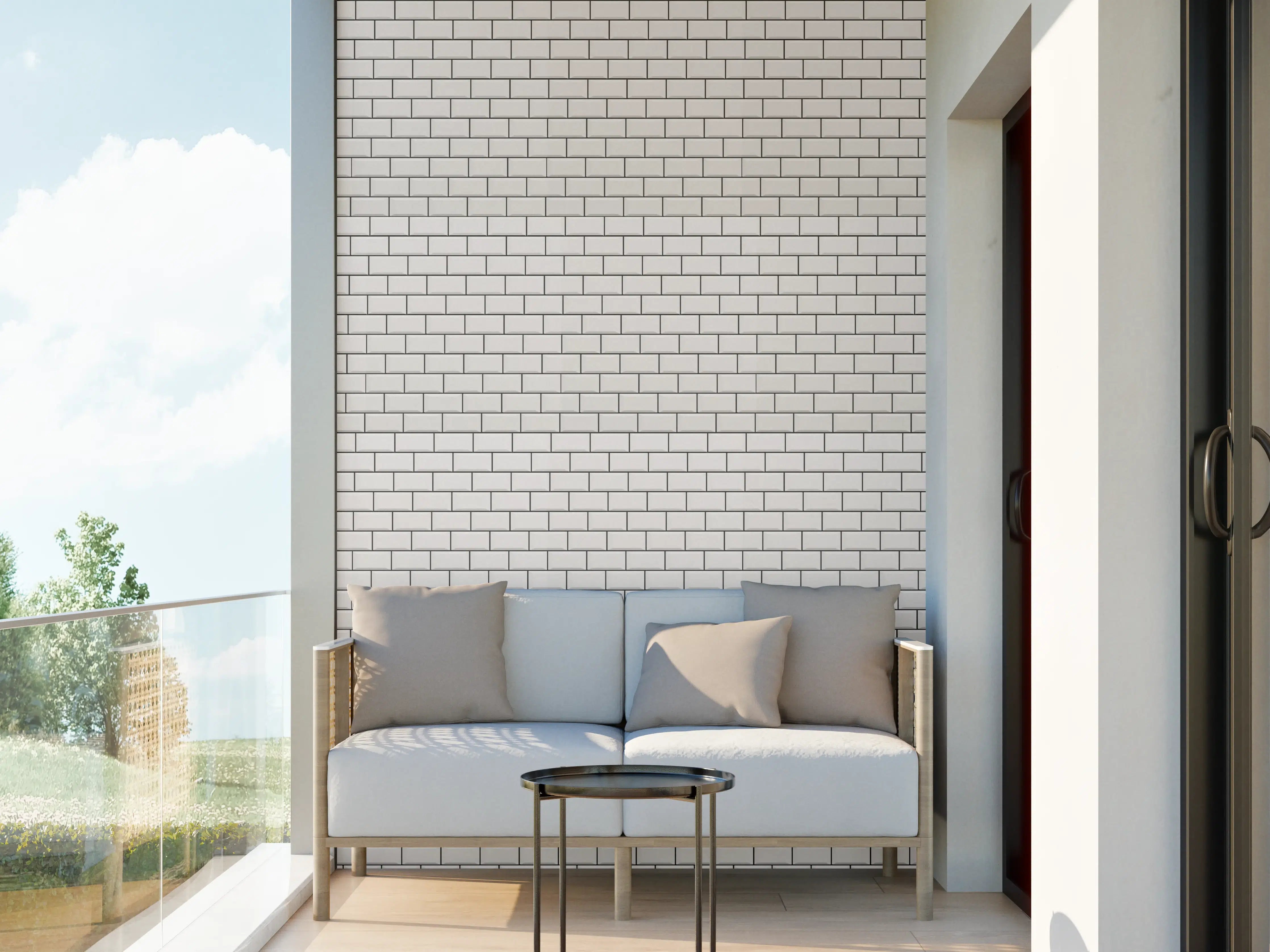 Wandverkleidung außen - Helle Ziegelmauer in Grau