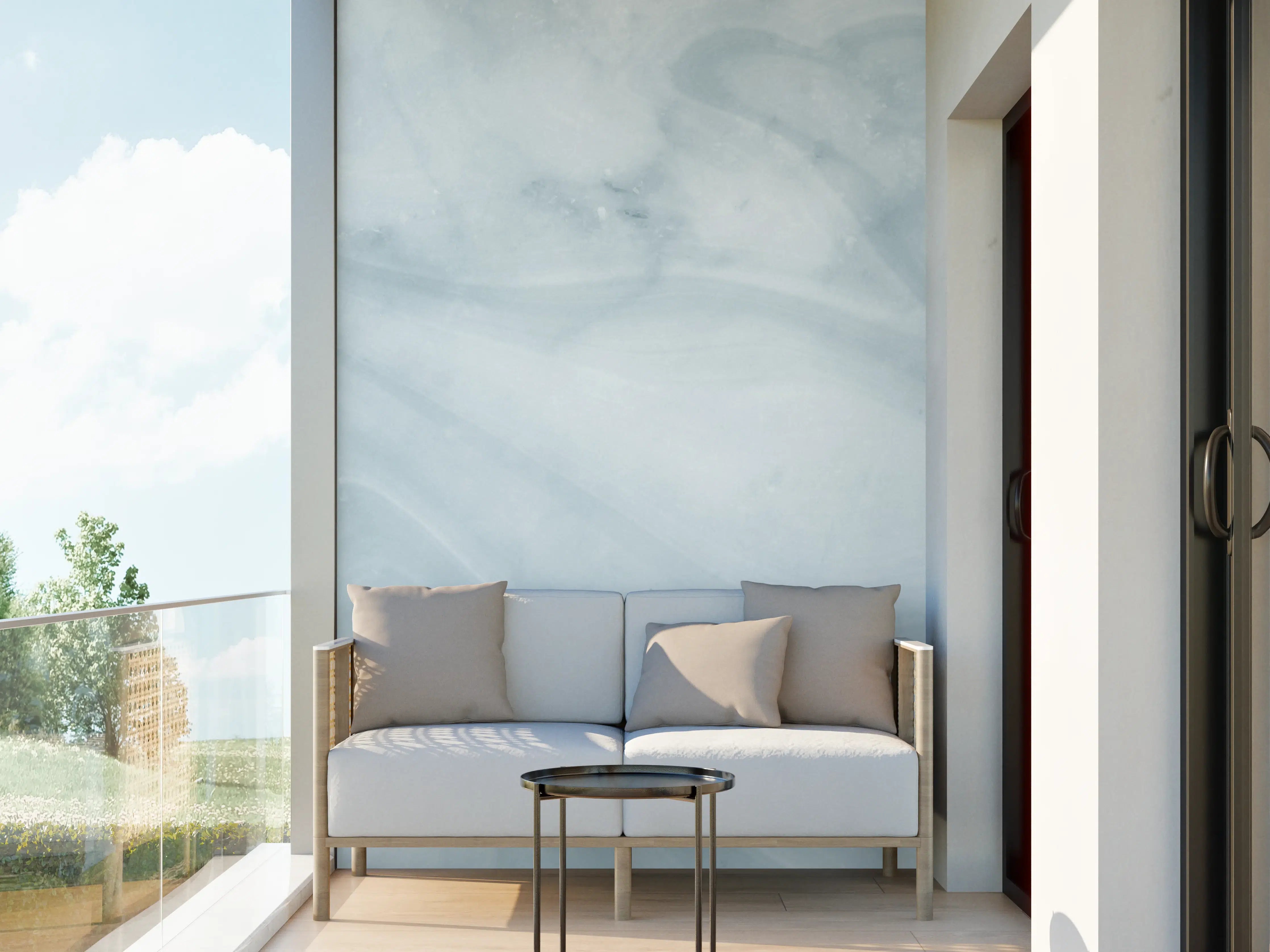 Wandverkleidung außen - Helle bläuliche Marmor Textur