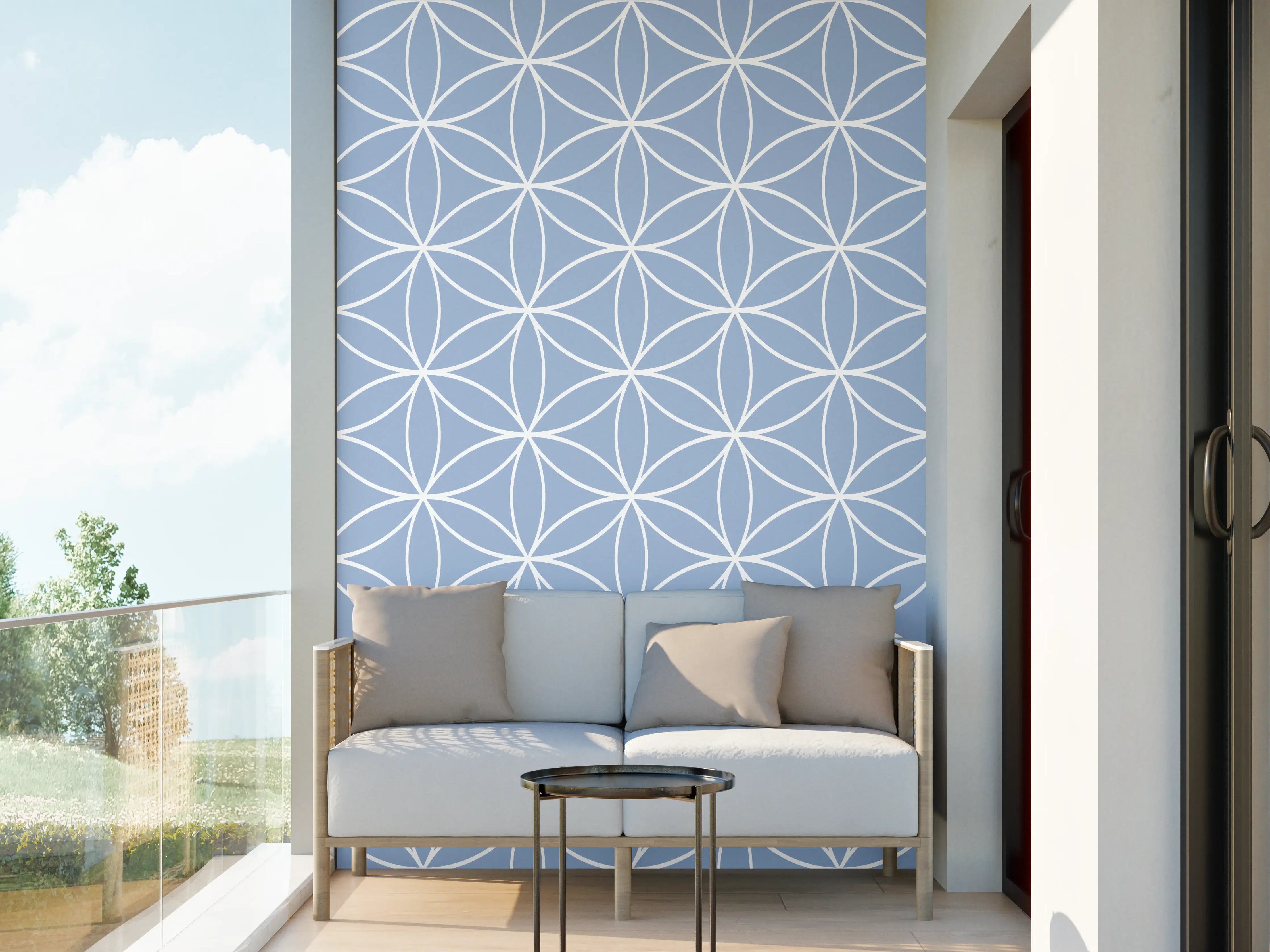 Wandverkleidung außen - Helle geometrische Fliesen