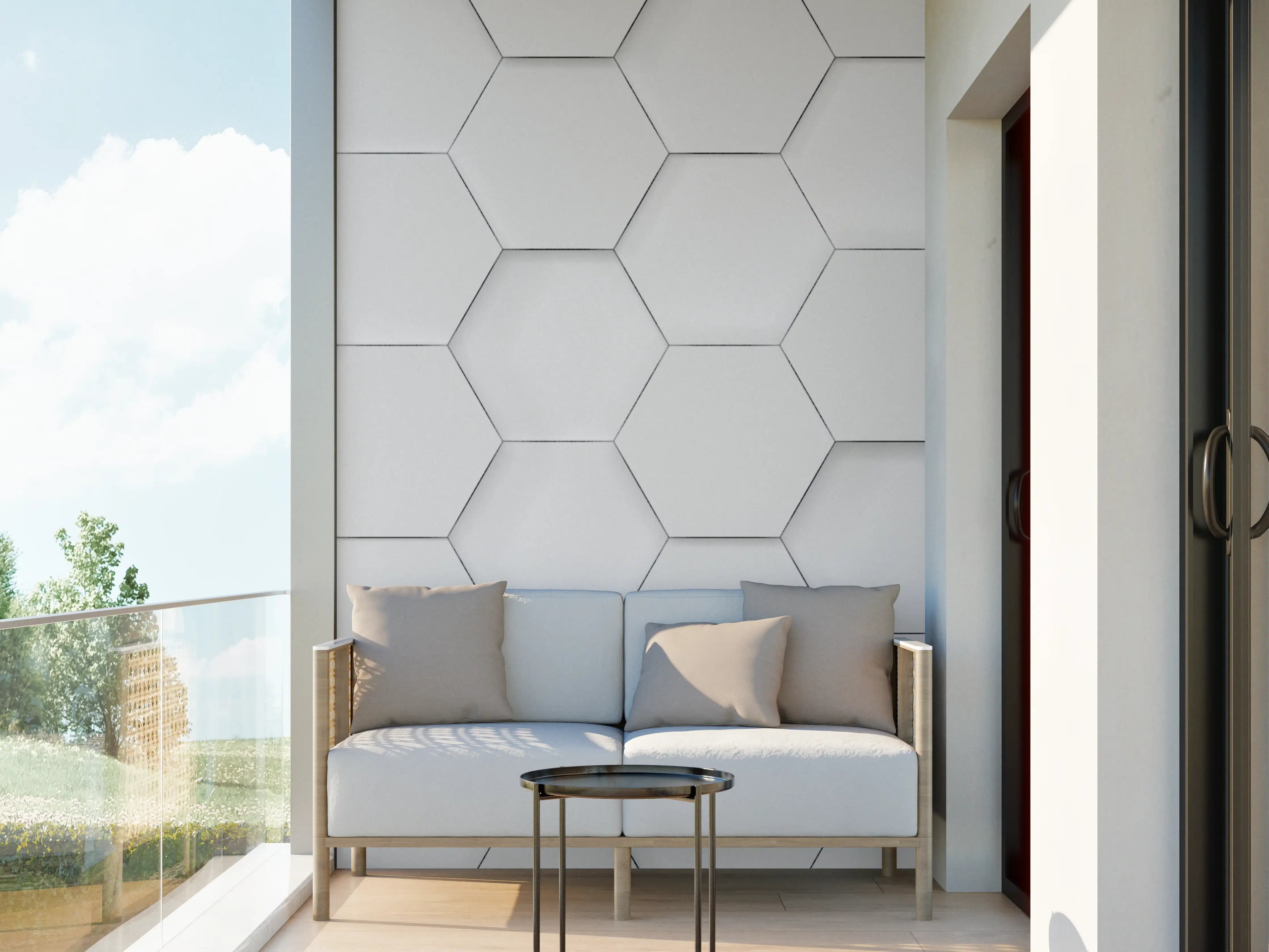 Wandverkleidung außen - Helles Hexagon-Muster in Weiß