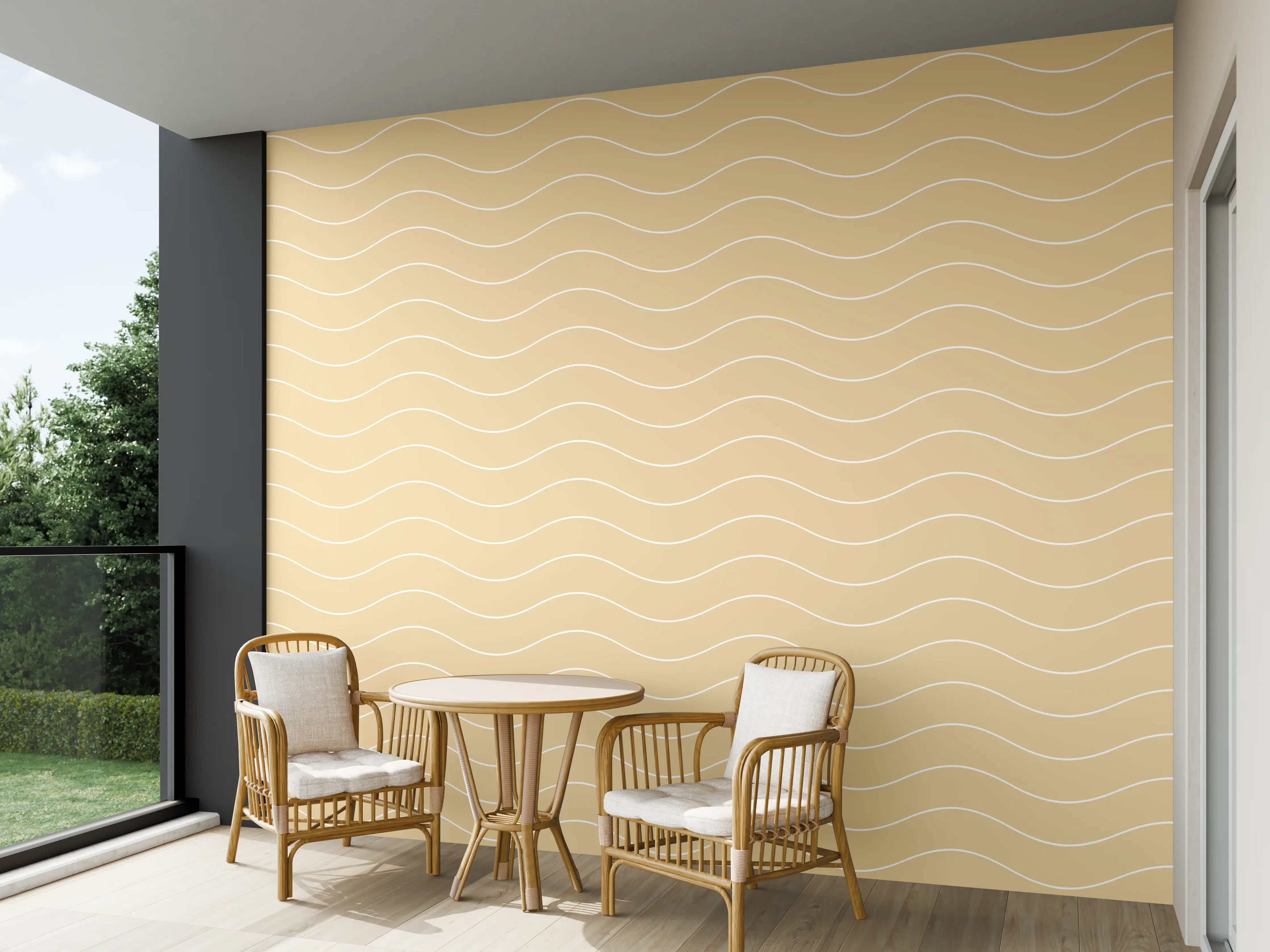 Wandverkleidung außen - Helles, neutrales Wanddesign mit sanften Wellenmuster