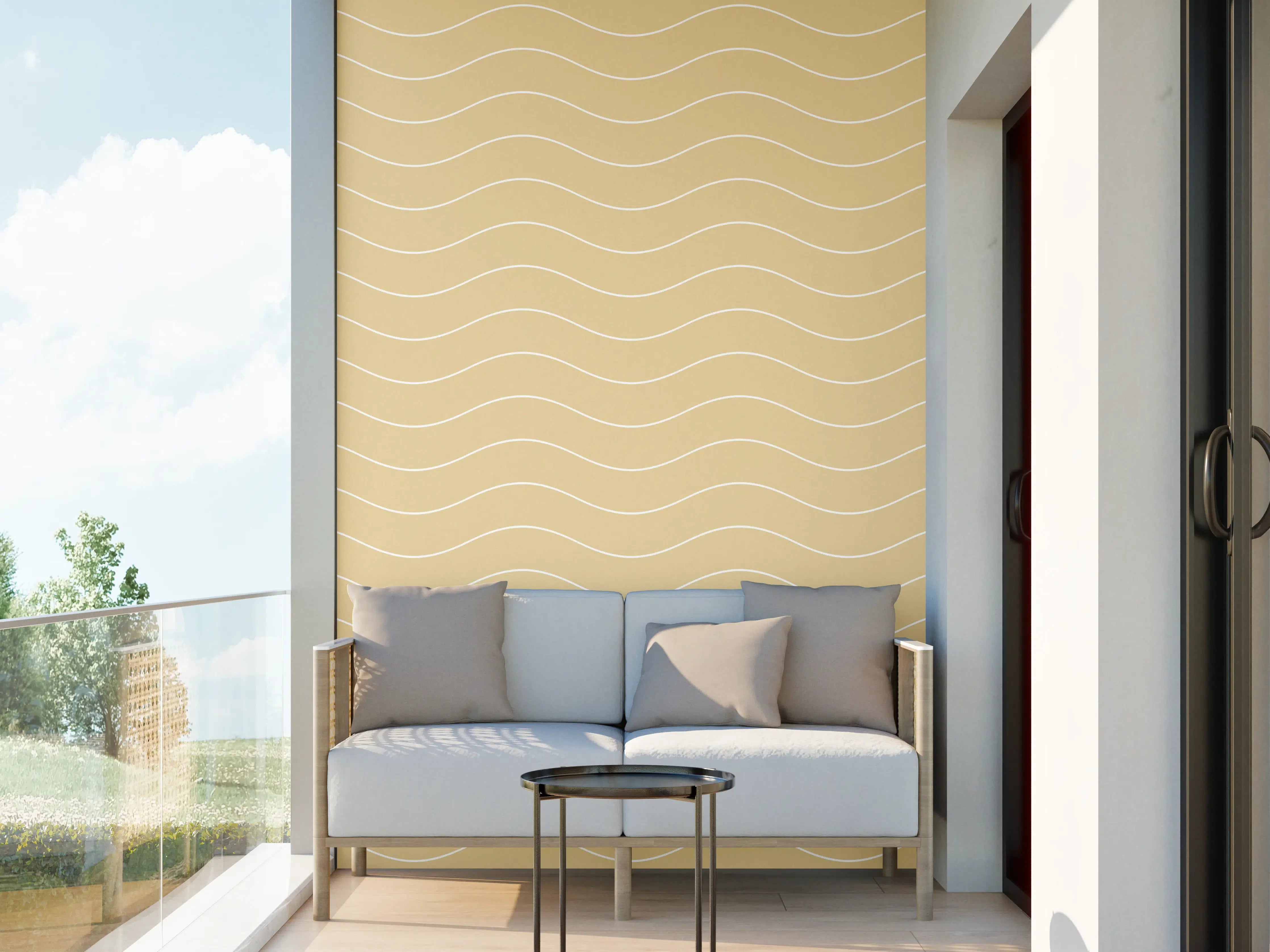 Wandverkleidung außen - Helles, neutrales Wanddesign mit sanften Wellenmuster