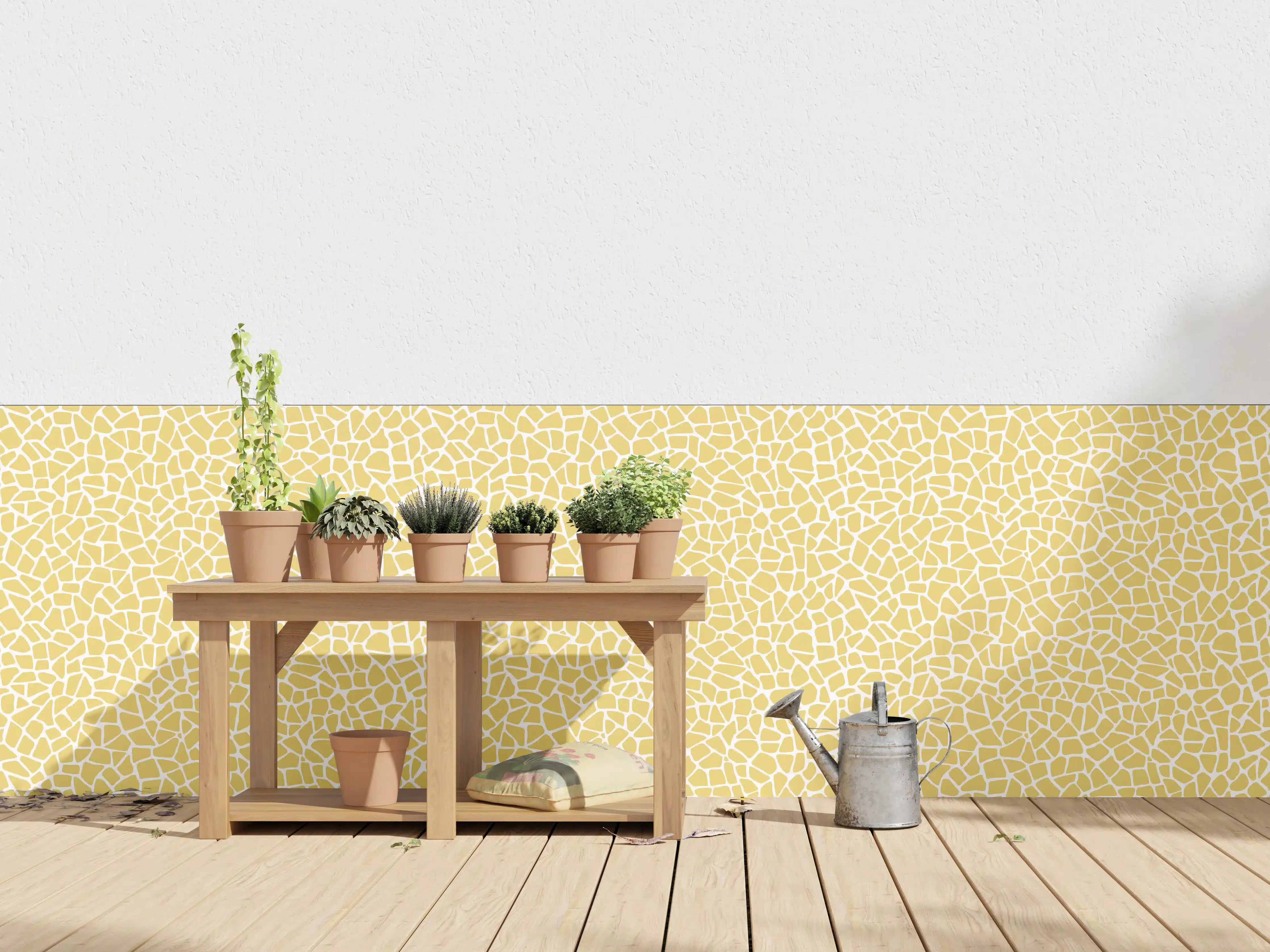 Wandverkleidung außen - Hellgelbe Fliesen mit feiner Textur