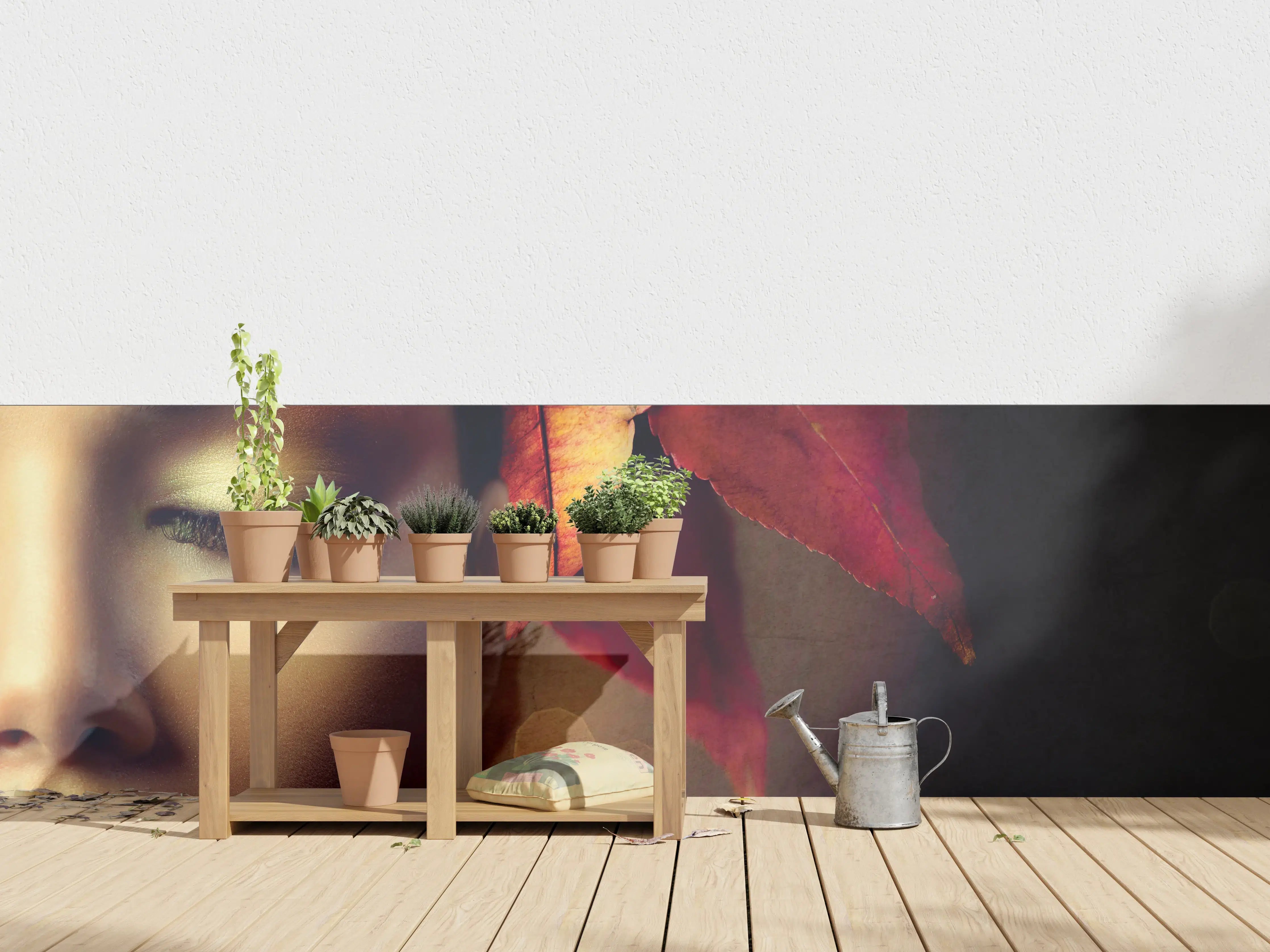 Wandverkleidung außen - Herbstblätter Frisur auf dunklem Hintergrund