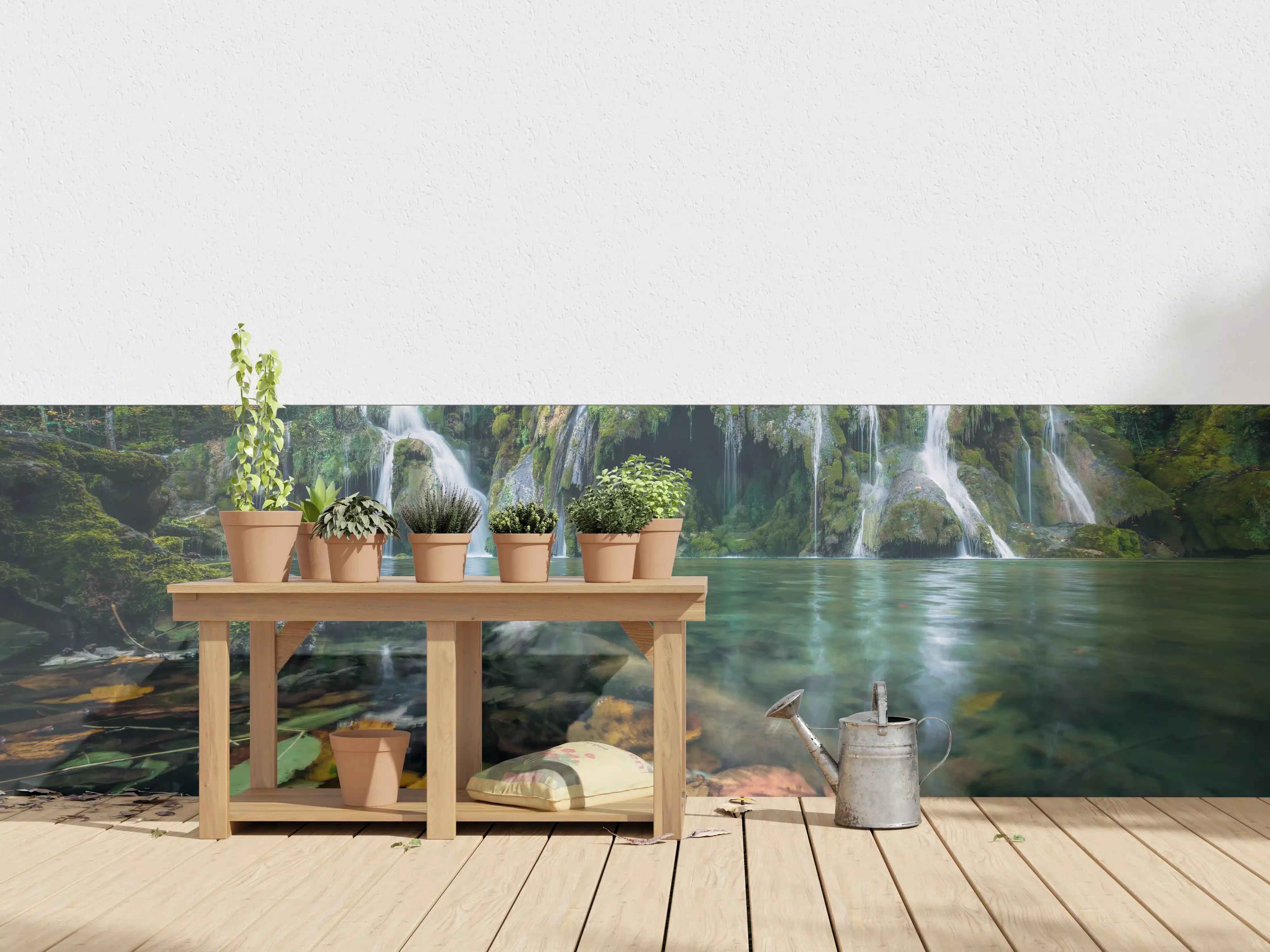 Wandverkleidung außen - Herbstblätter im See