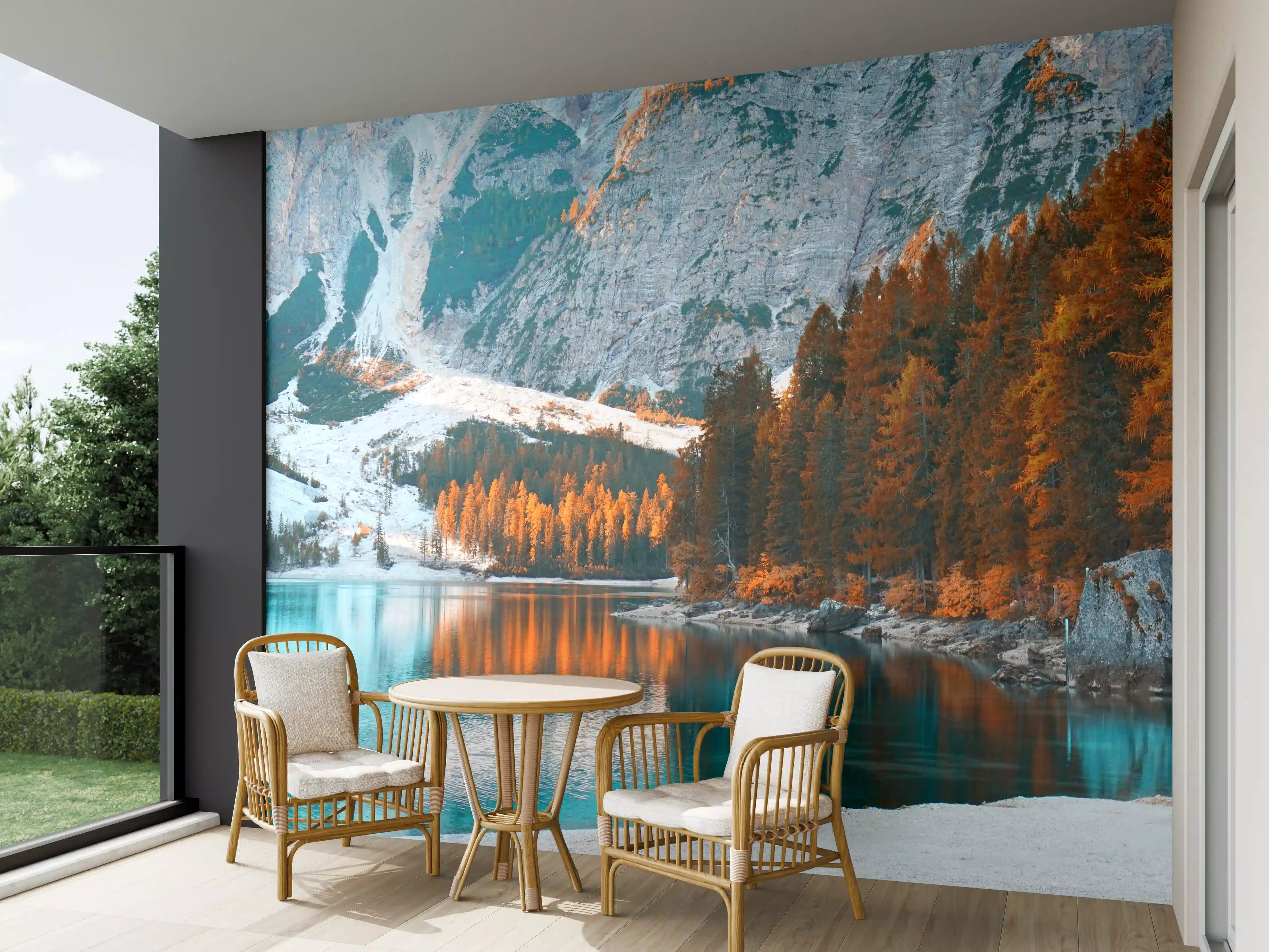 Wandverkleidung außen - Herbstliche Bergsee-Landschaft