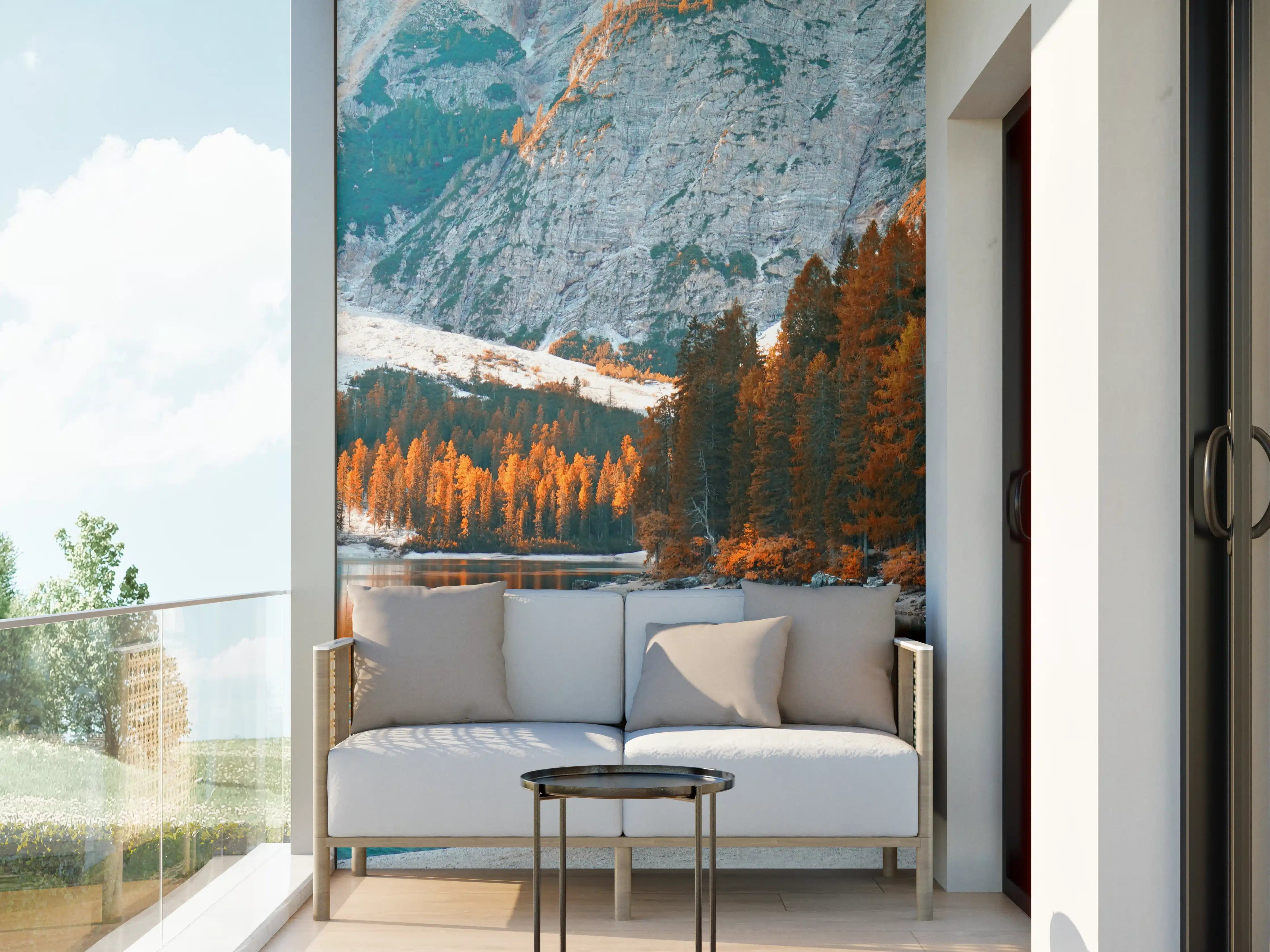 Wandverkleidung außen - Herbstliche Bergsee-Landschaft
