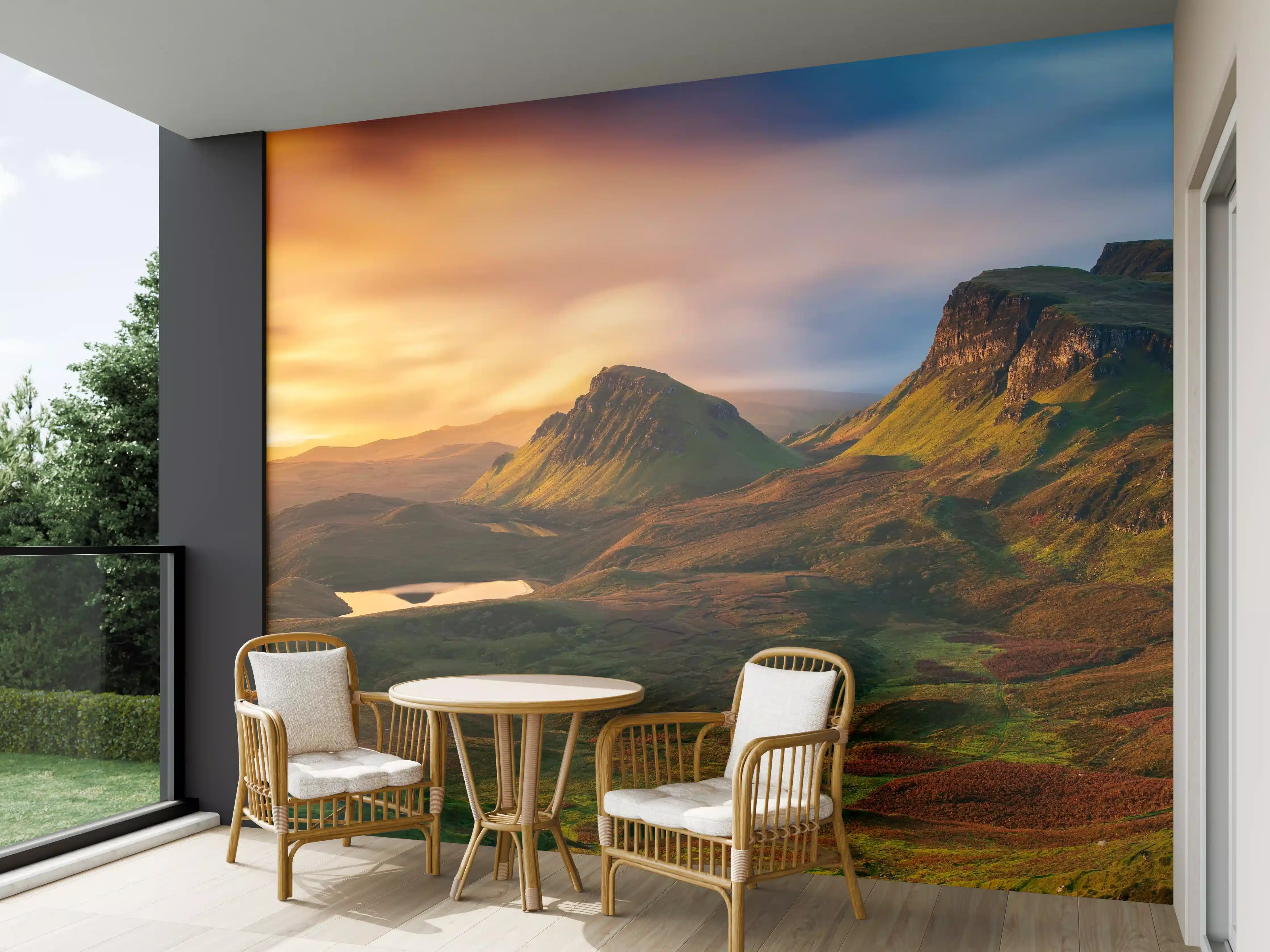 Wandverkleidung außen - Herbstliche Highland-Landschaft