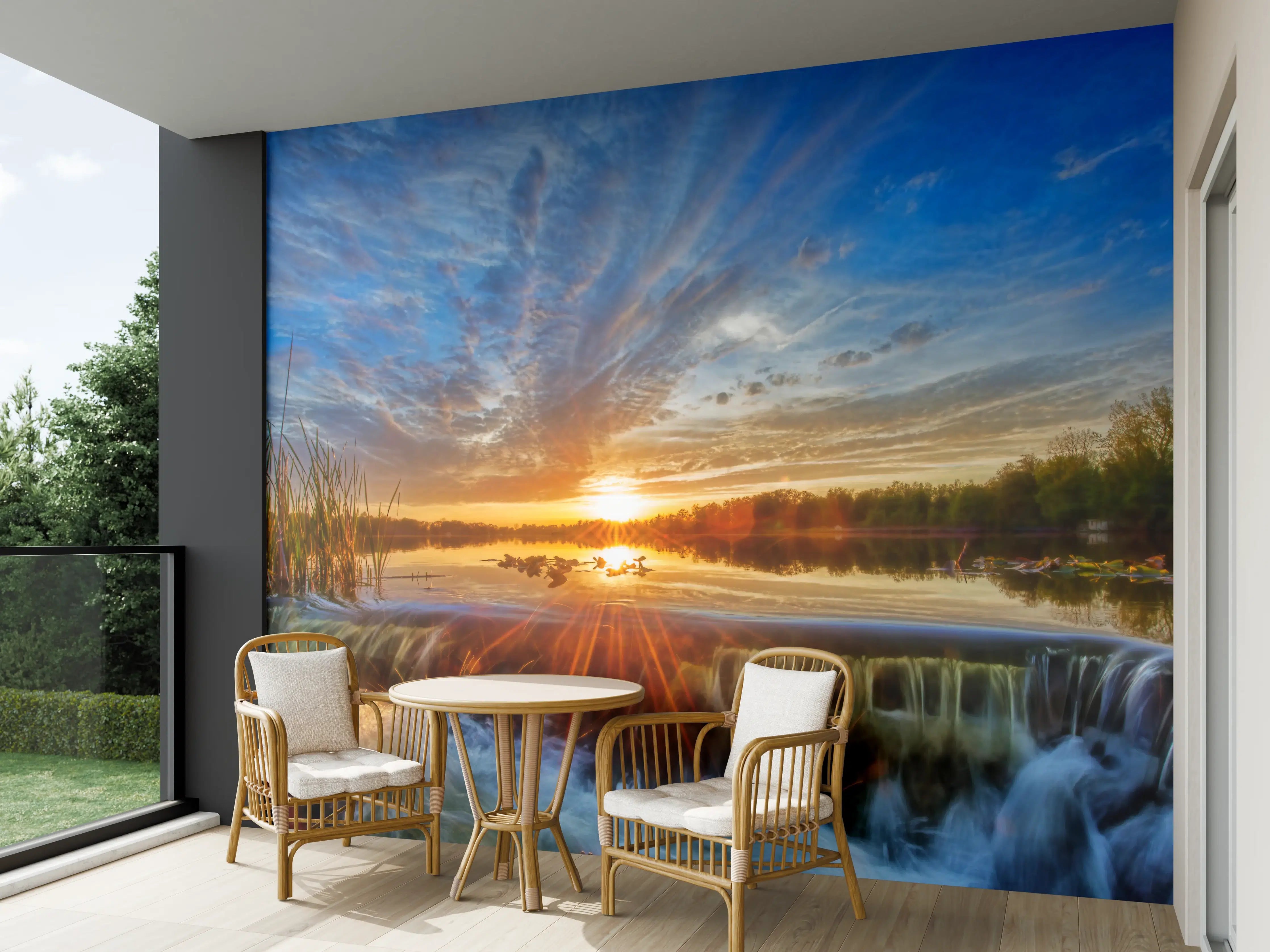 Wandverkleidung außen - Herbstlicher Sonnenuntergang