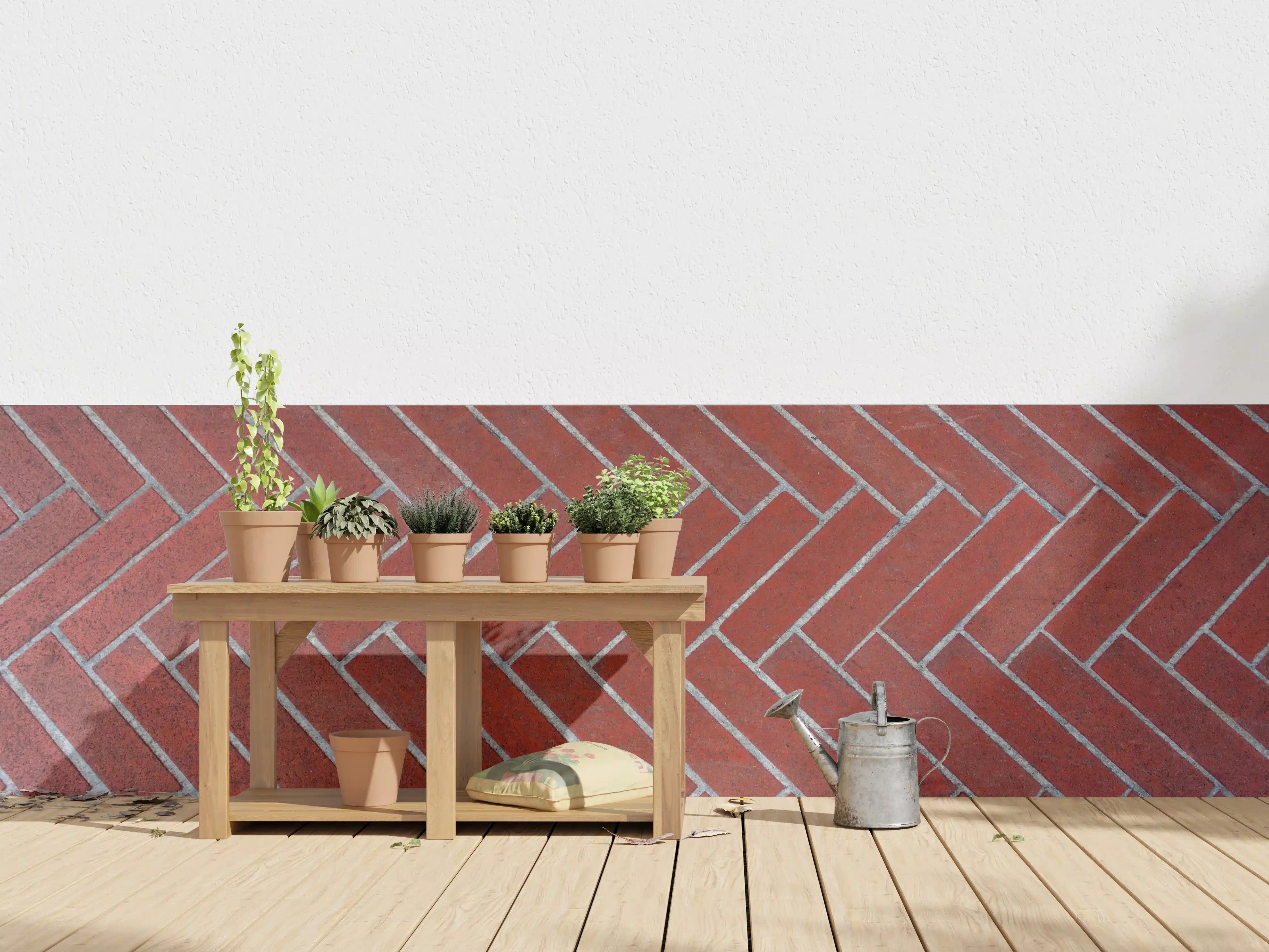 Wandverkleidung außen - Herringbone Red Brick Pavers