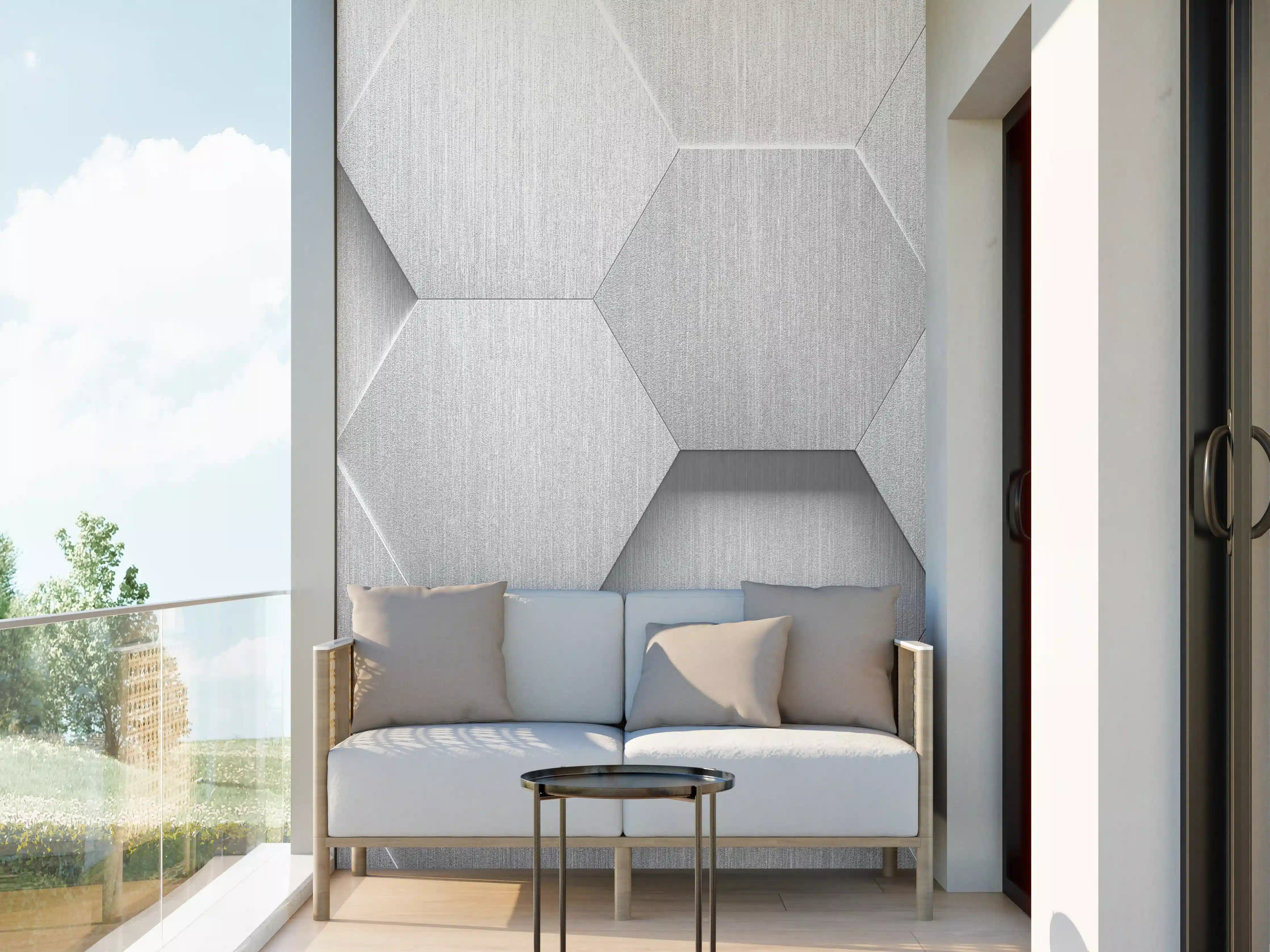 Wandverkleidung außen - Hexagon Metallstruktur Grau-Weiß