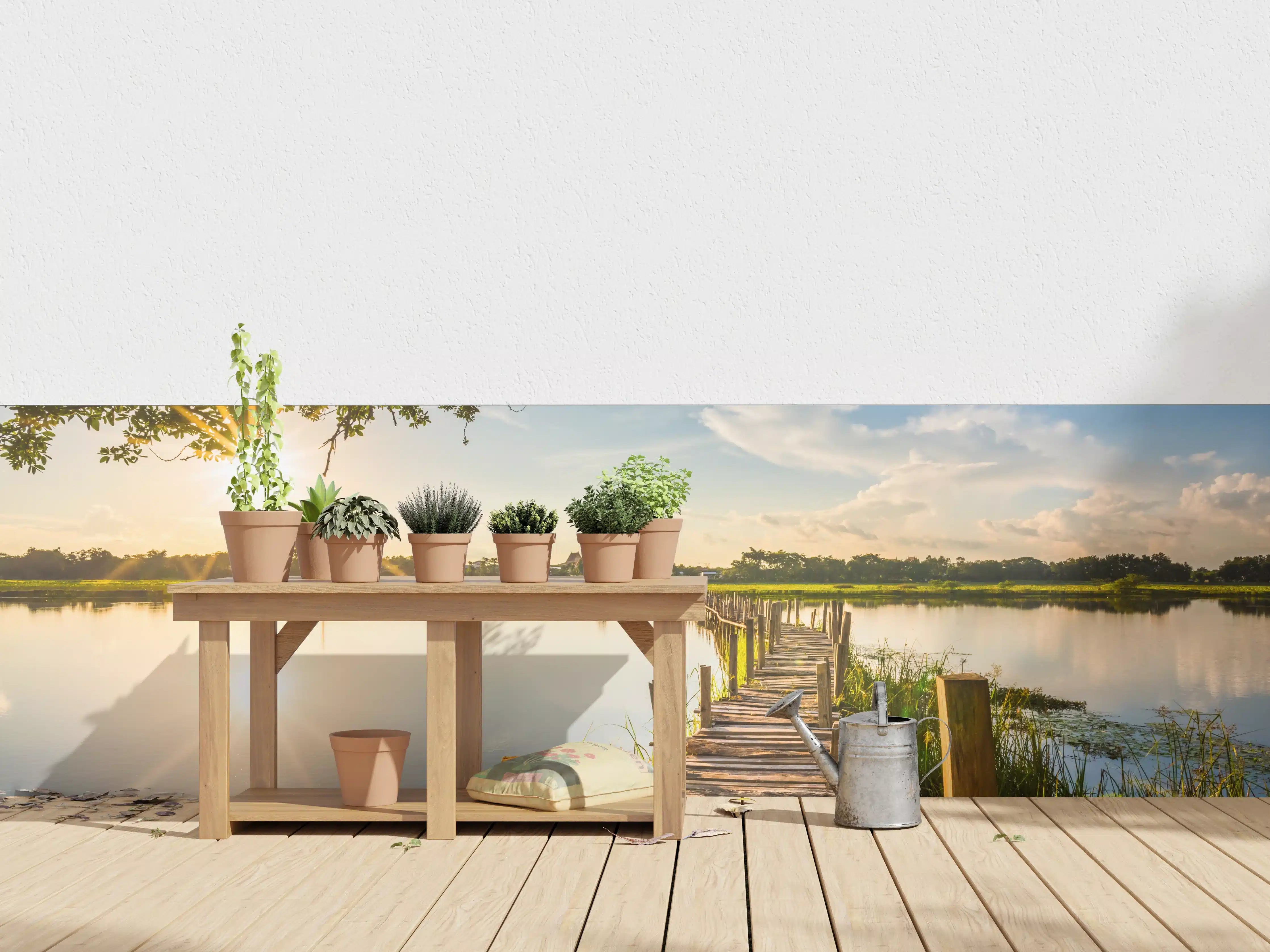 Wandverkleidung außen - Holzbrücke am See - Thailand