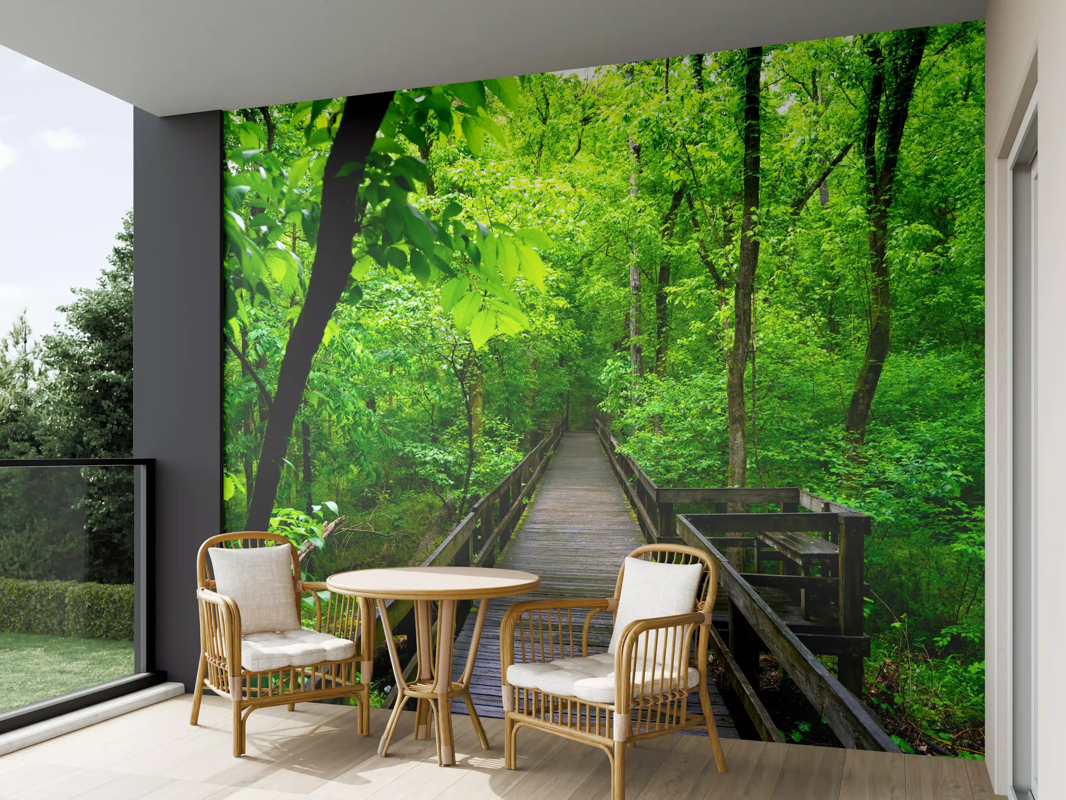 Wandverkleidung außen - Holzbrücke im Wald - Congaree Nationalpark