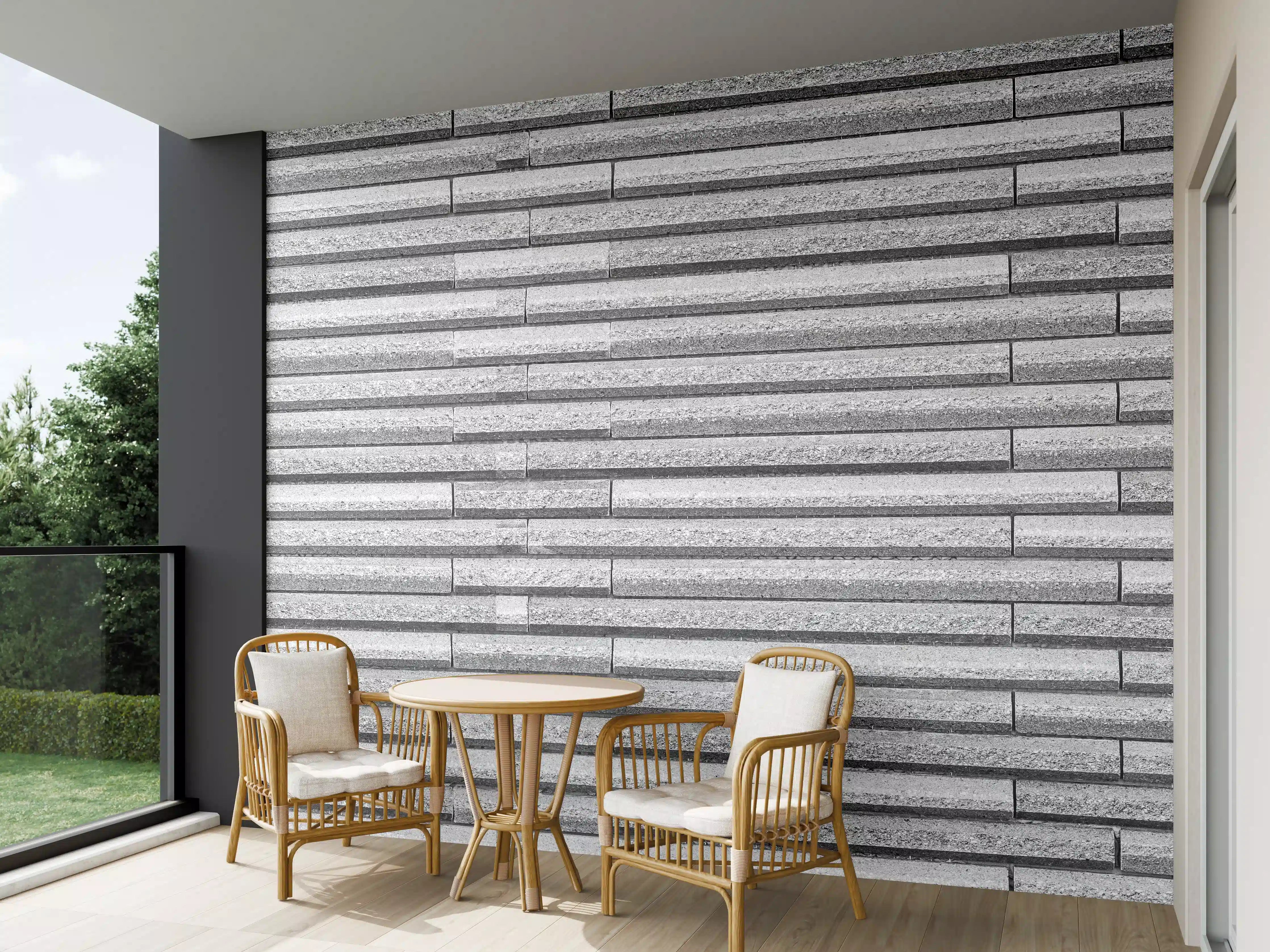 Wandverkleidung außen - Horizontale weiße Steinwand Textur