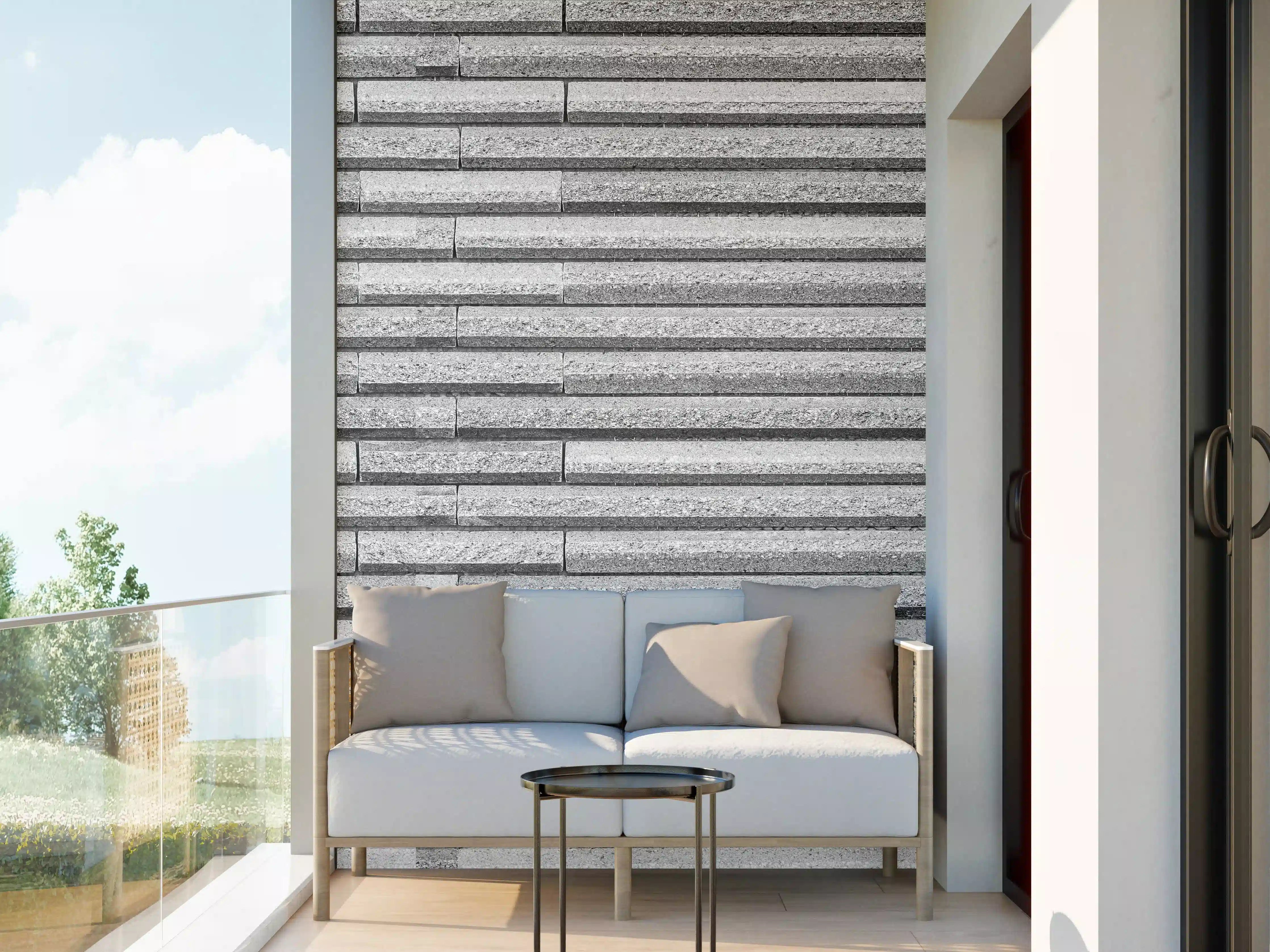 Wandverkleidung außen - Horizontale weiße Steinwand Textur