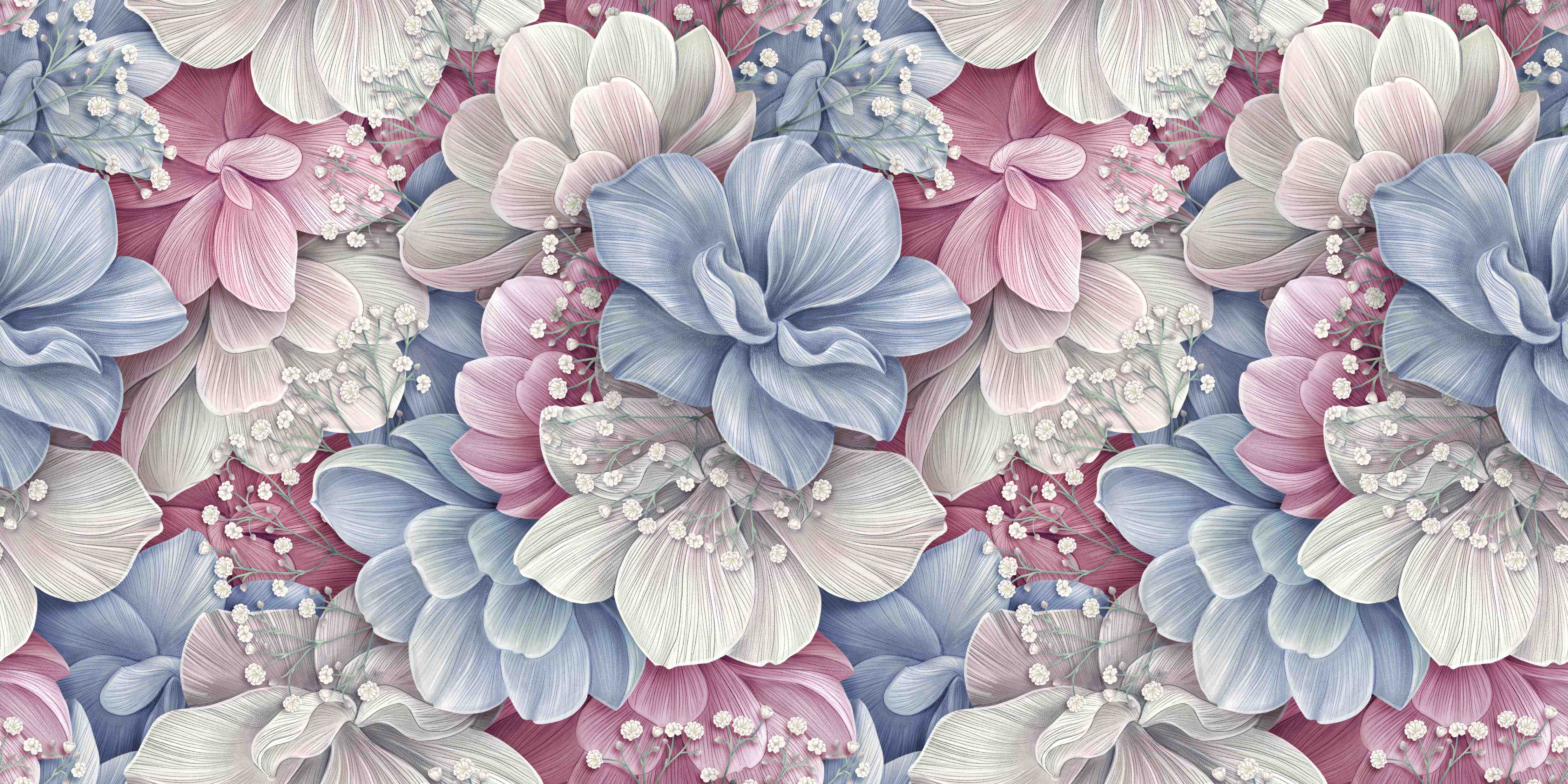 Wandverkleidung außen-Hortensienblüten - Aquarellmalerei