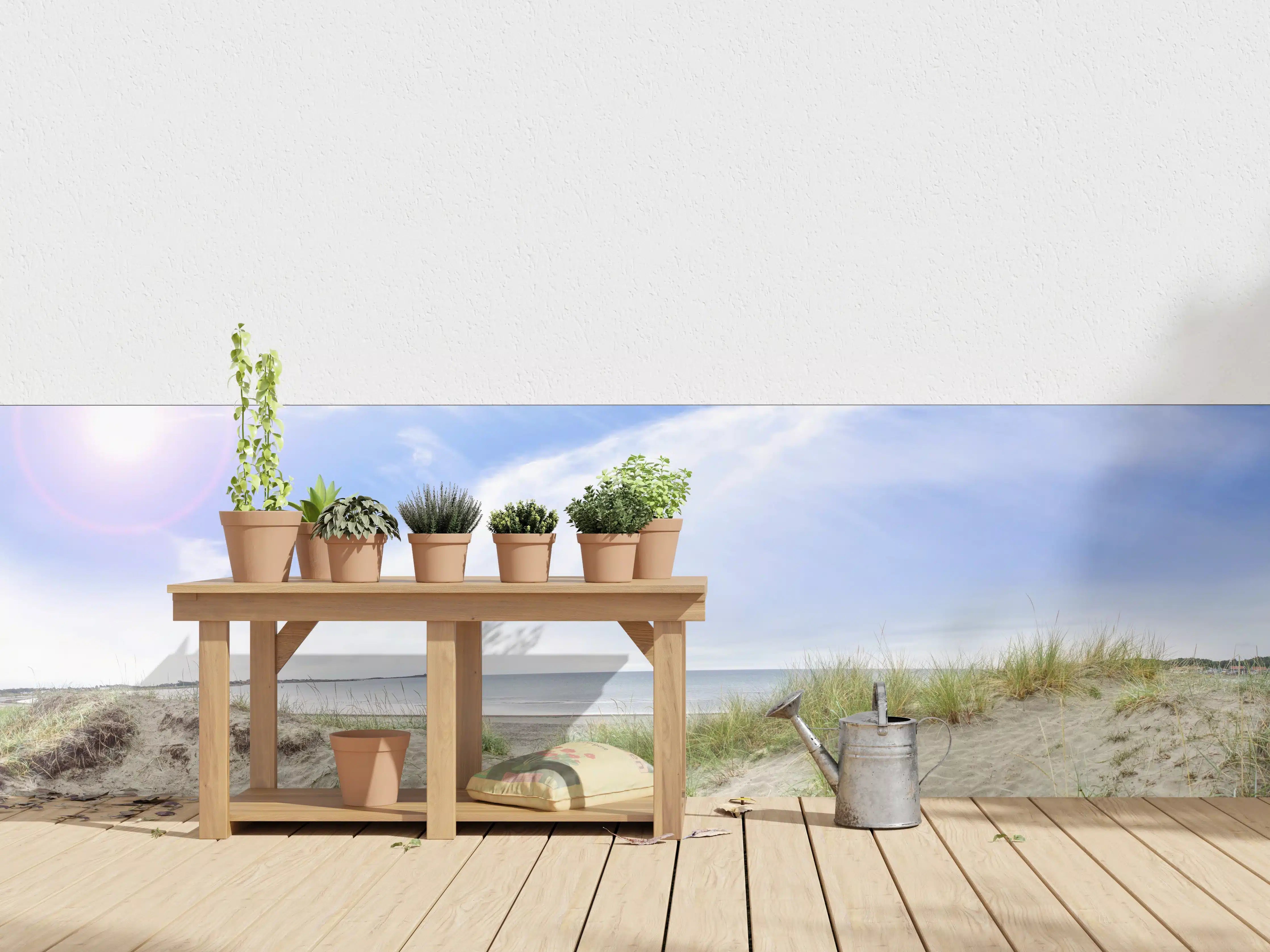 Wandverkleidung außen - Idyllische Strandlandschaft mit Himmel und Meer