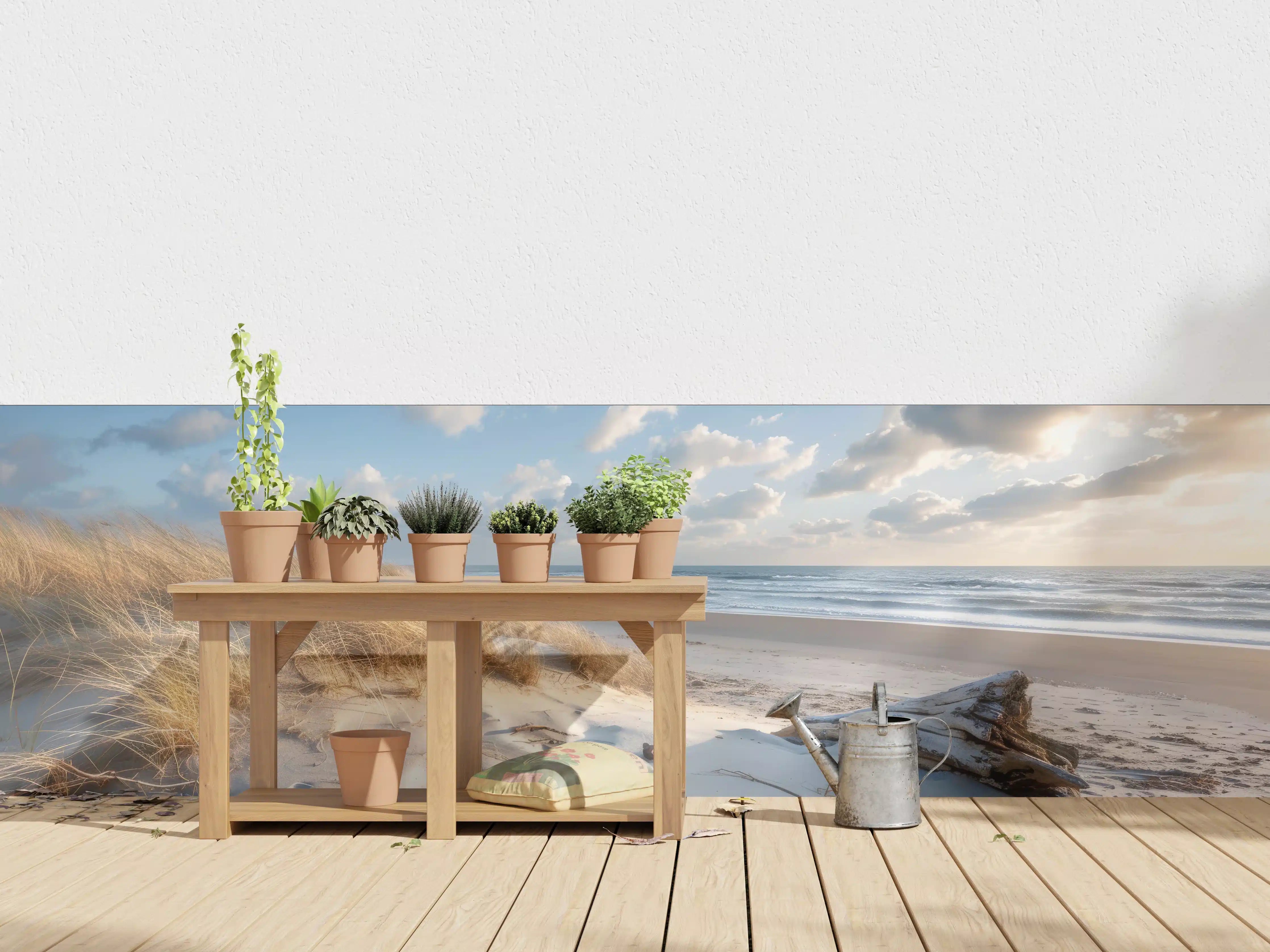 Wandverkleidung außen - Idyllischer Strand mit Grautönen