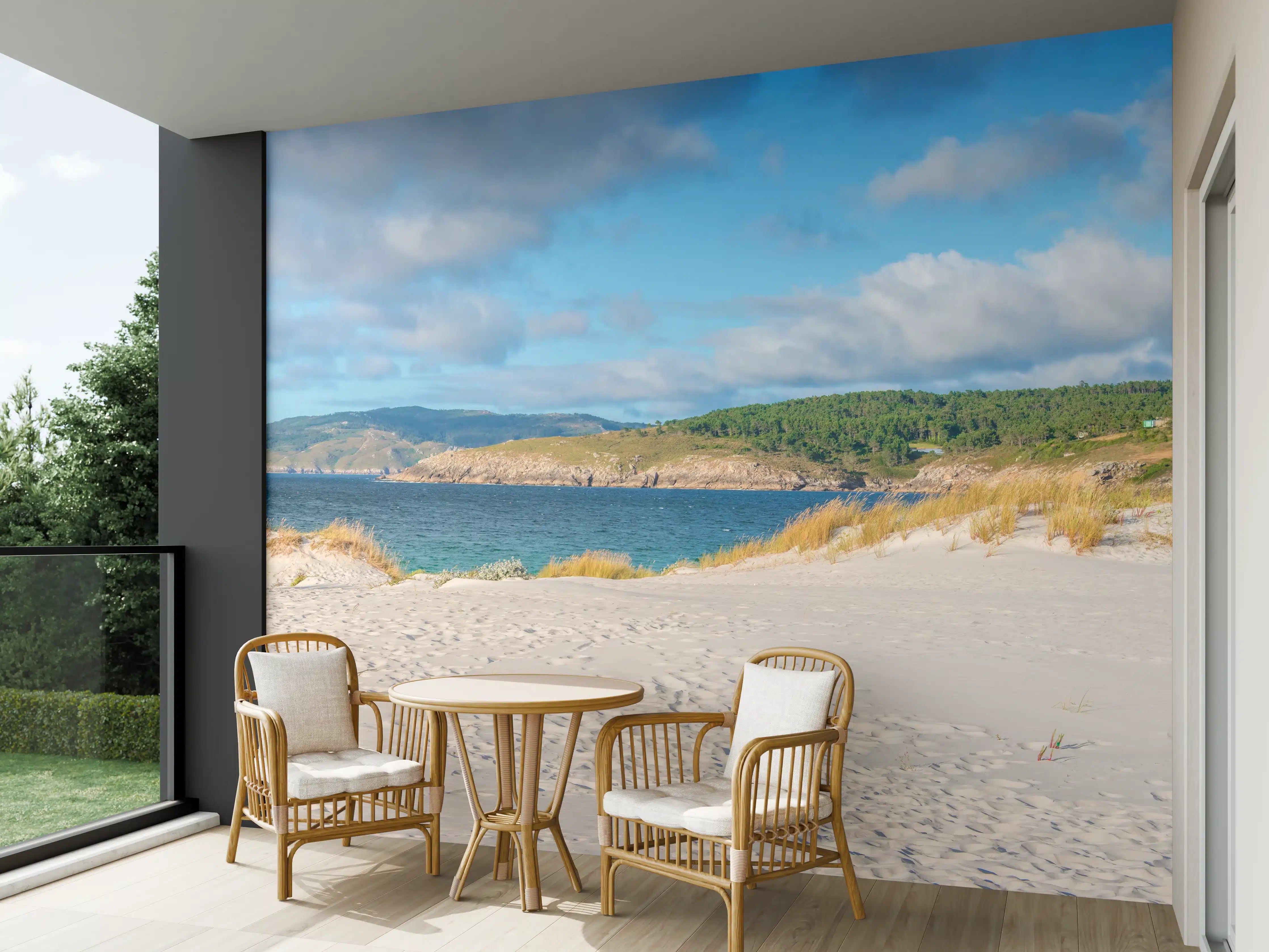 Wandverkleidung außen - Idyllischer Strand mit sanften Sanddünen
