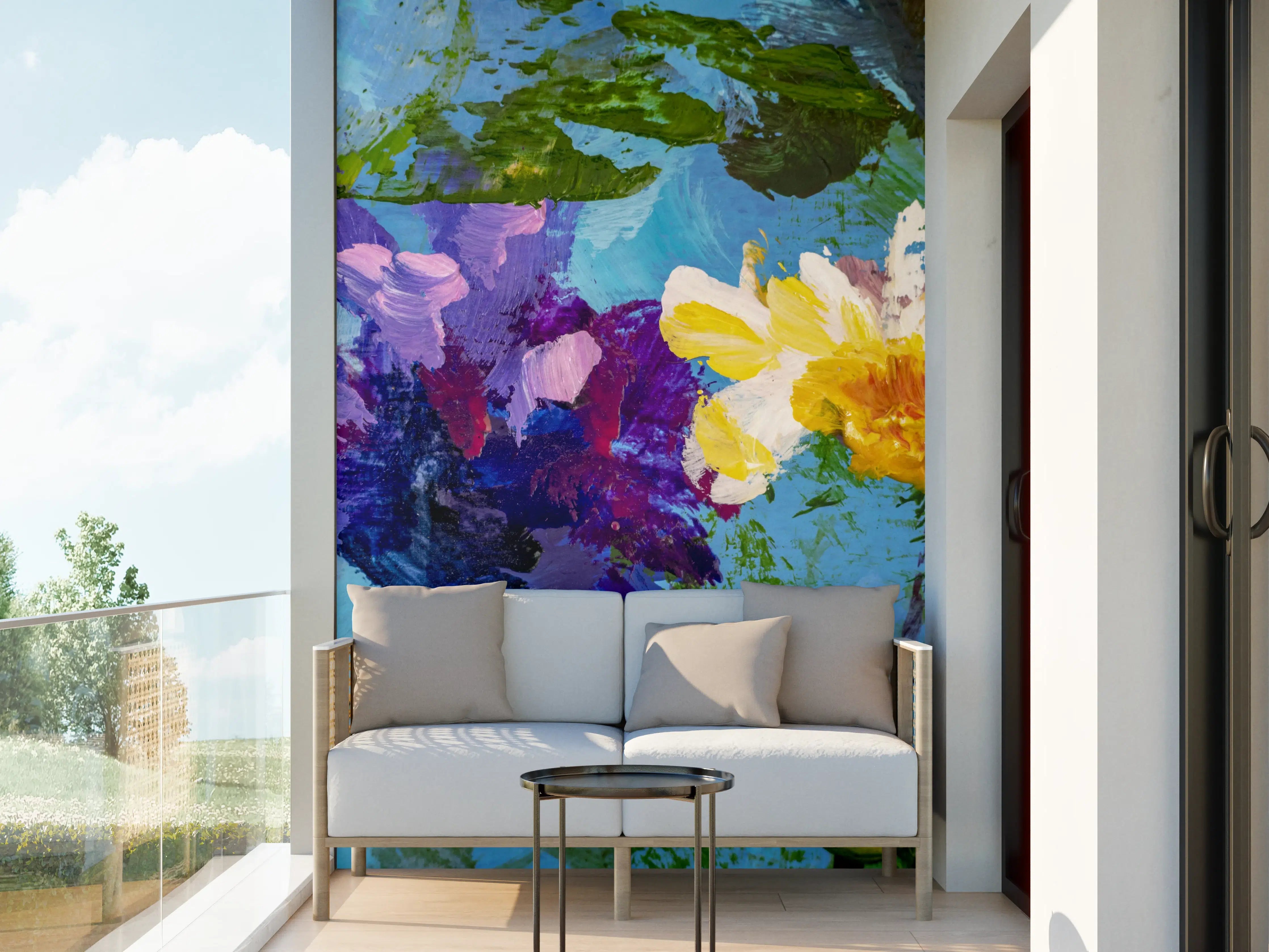 Wandverkleidung außen - Impressionistisches Blumen Gemälde