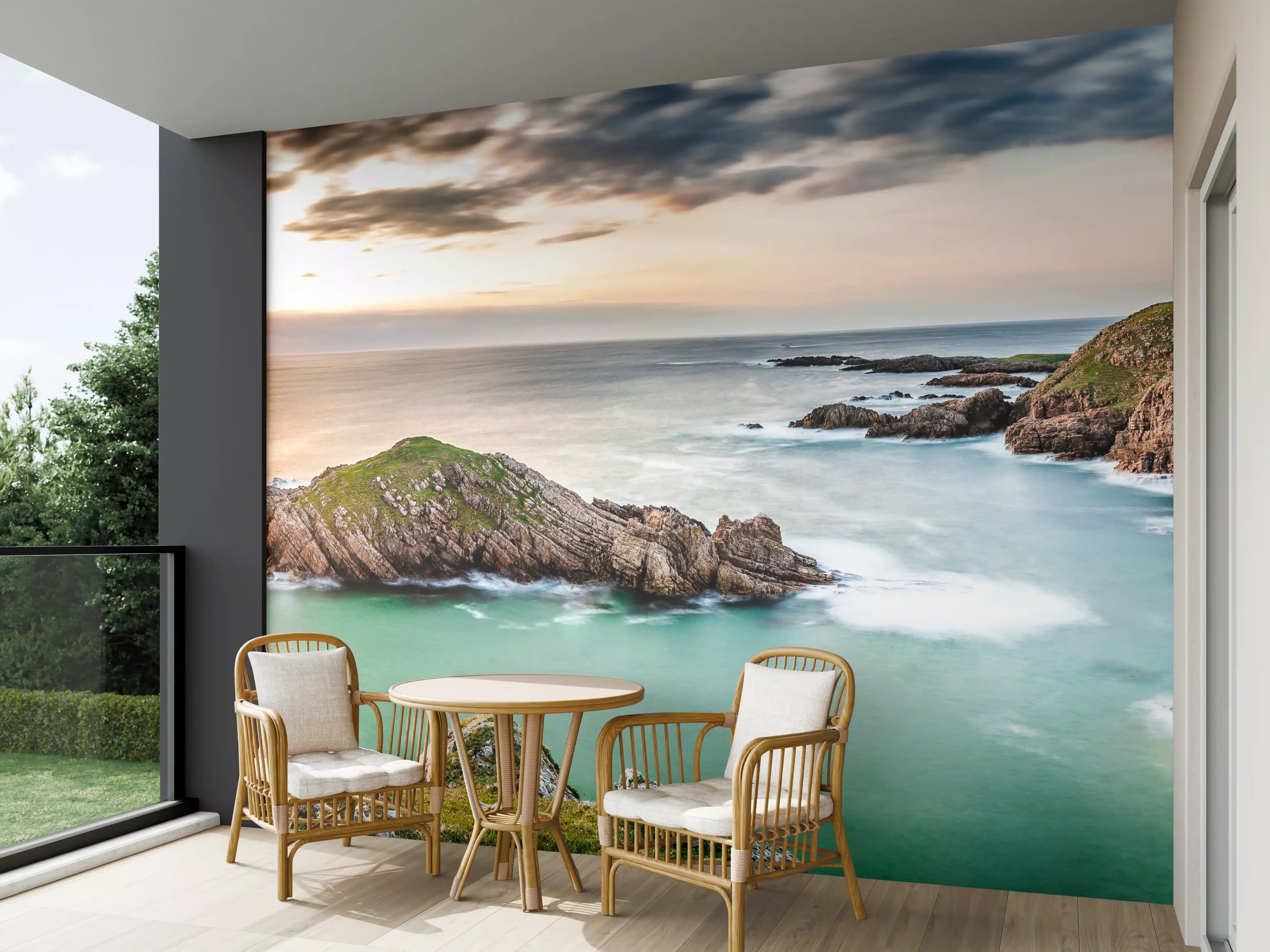 Wandverkleidung außen - Irland Küstenpanorama Sonnenuntergang