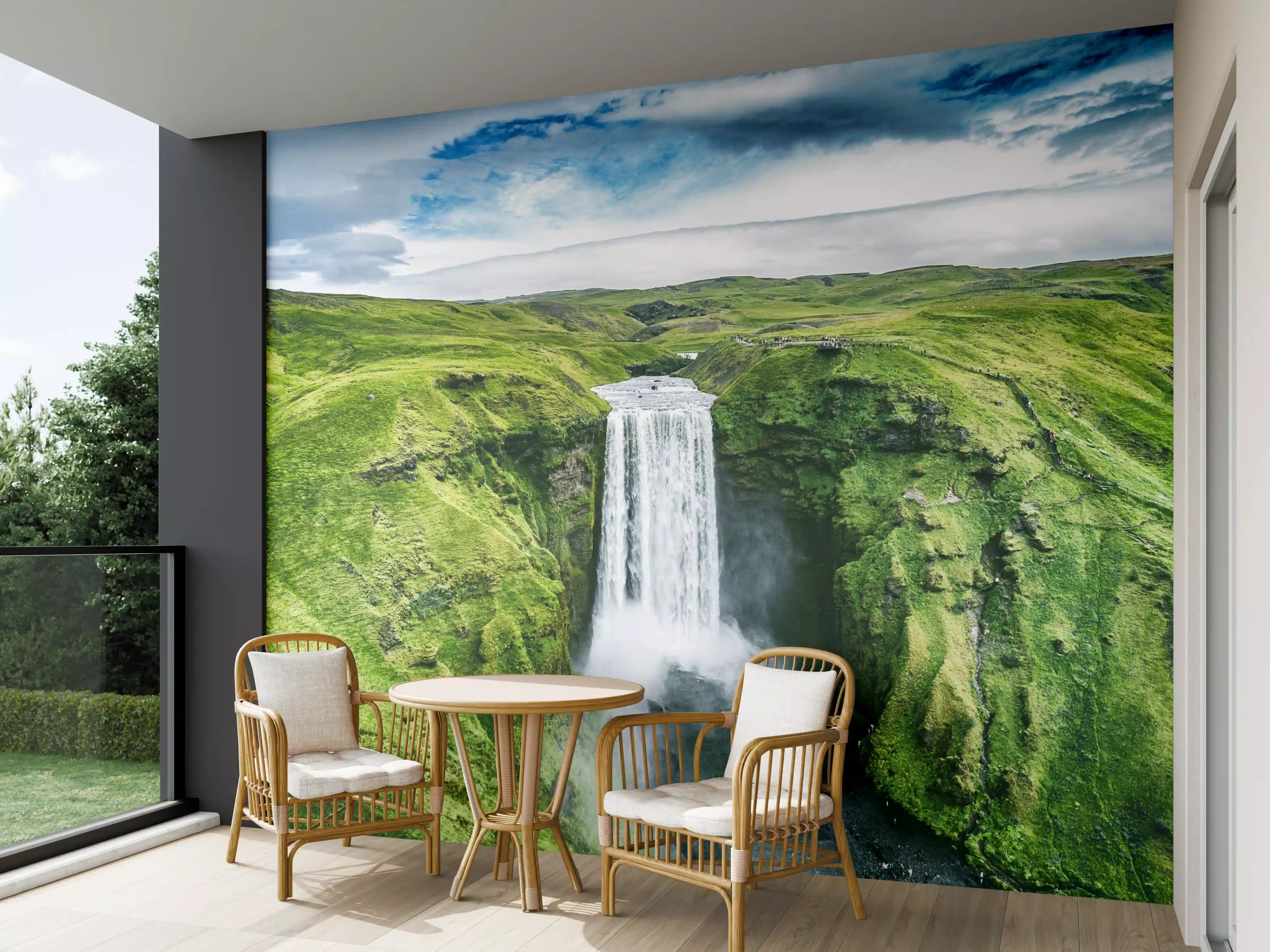 Wandverkleidung außen - Isländischer Wasserfall Skogafoss