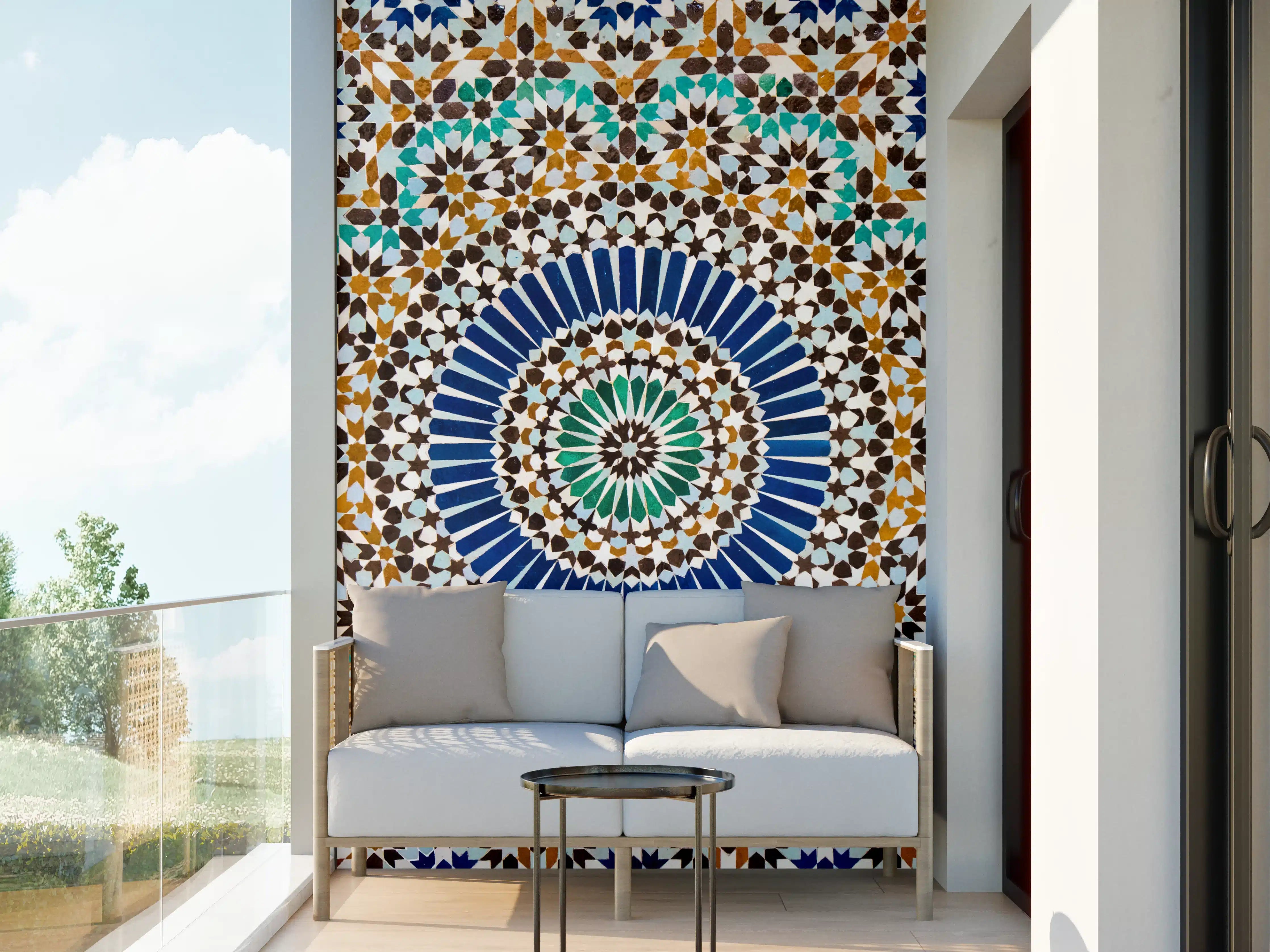 Wandverkleidung außen - Islamischer Mosaik-Design mit bunten Fliesen