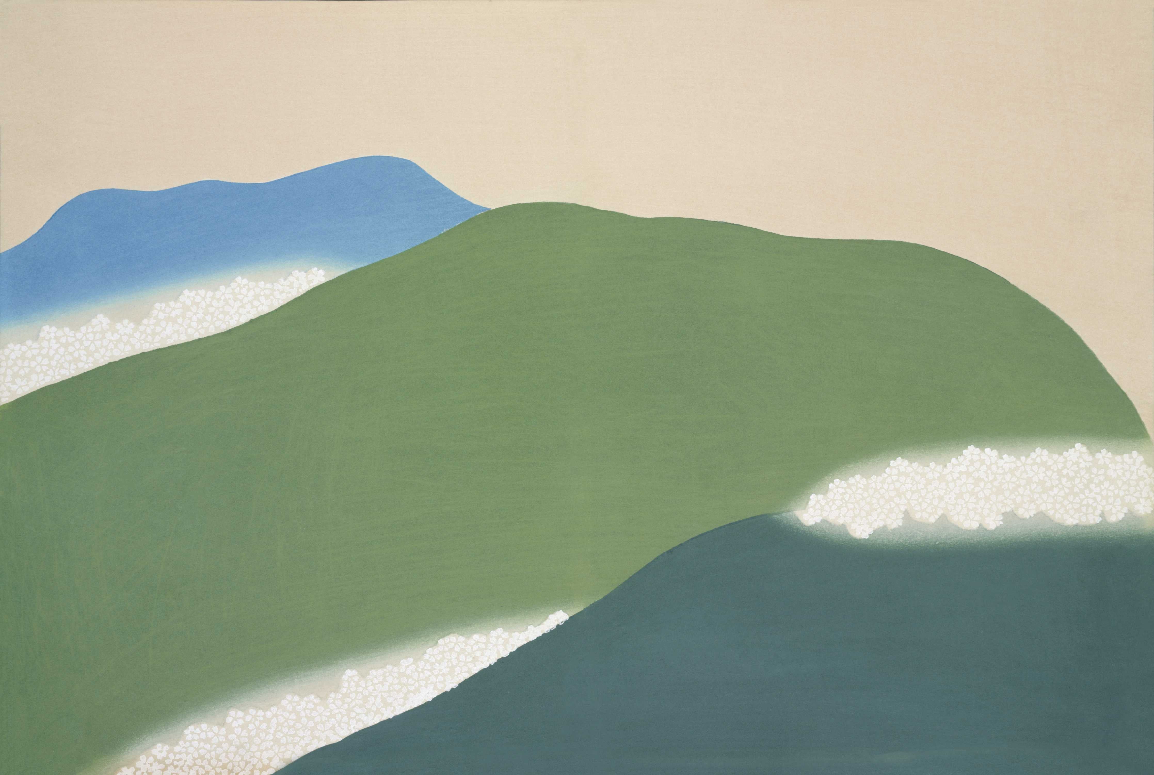 Wandverkleidung außen-Japanische Berglandschaft Grün-Blau