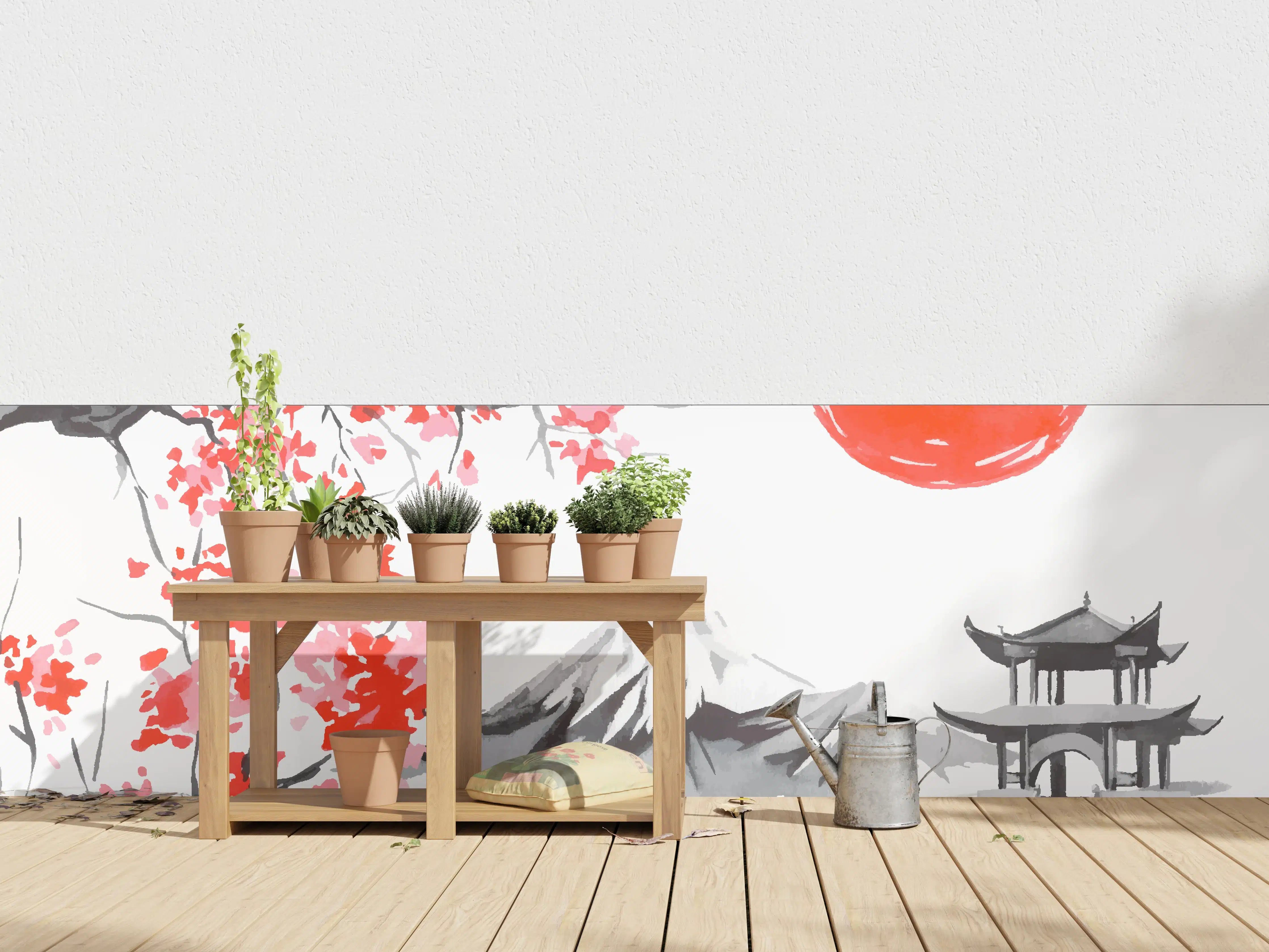 Wandverkleidung außen - Japanische Kirschblüte Aquarell
