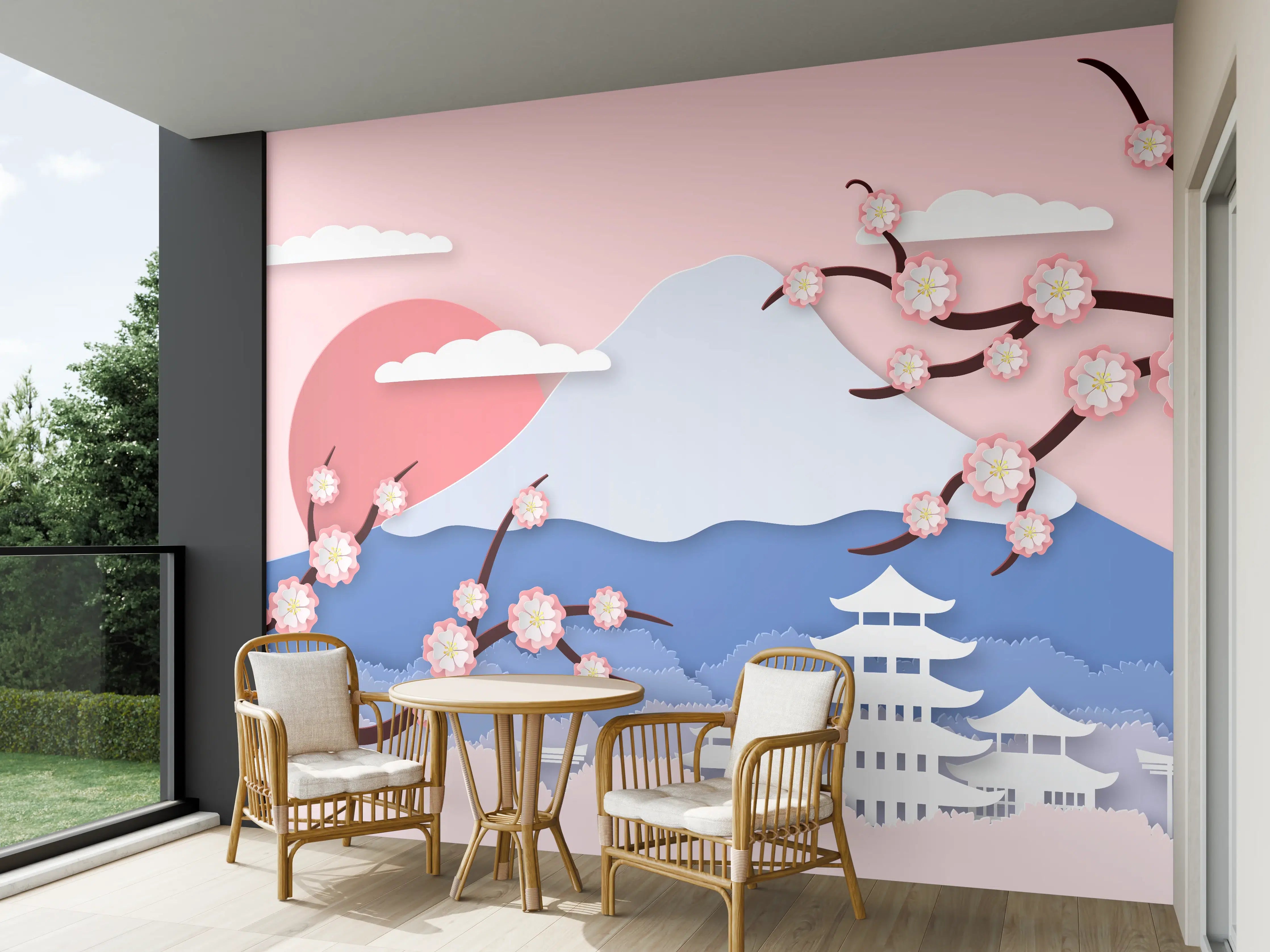 Wandverkleidung außen - Japanischer Kirschblüten-Ansicht
