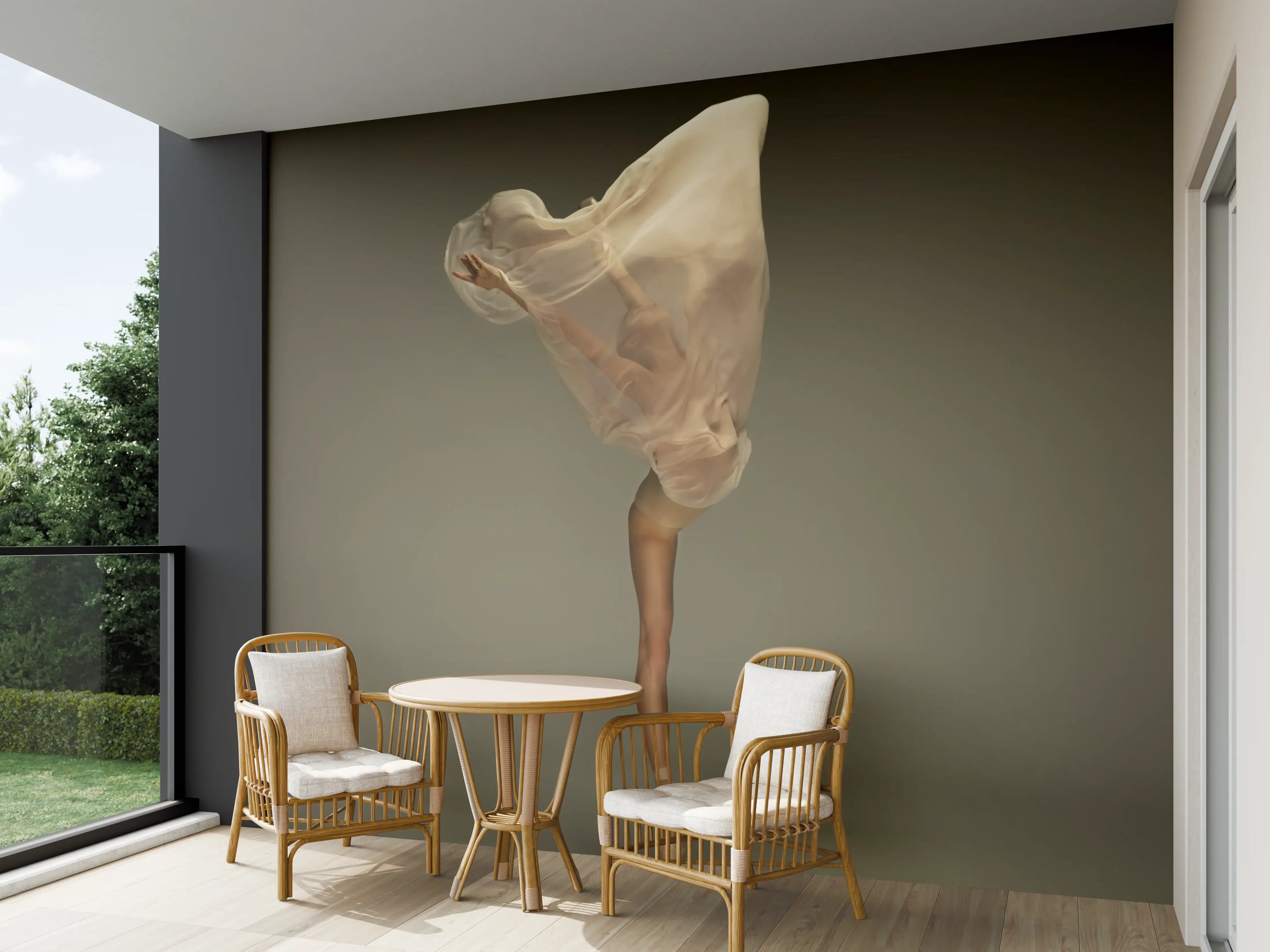 Wandverkleidung außen - Junge Ballerina in grauem Studio 
