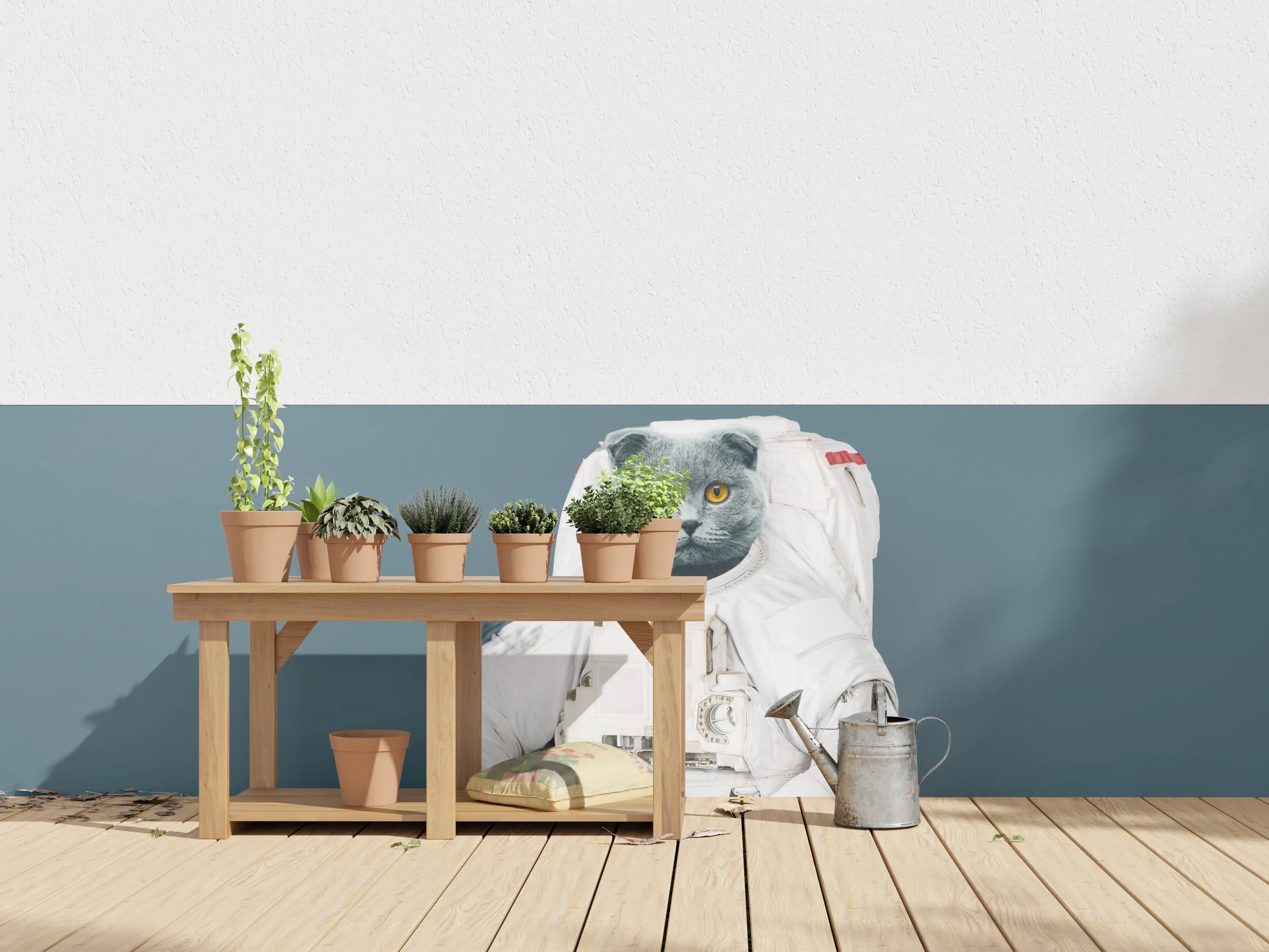 Wandverkleidung außen - Katzen-Astronaut Grau-Helm