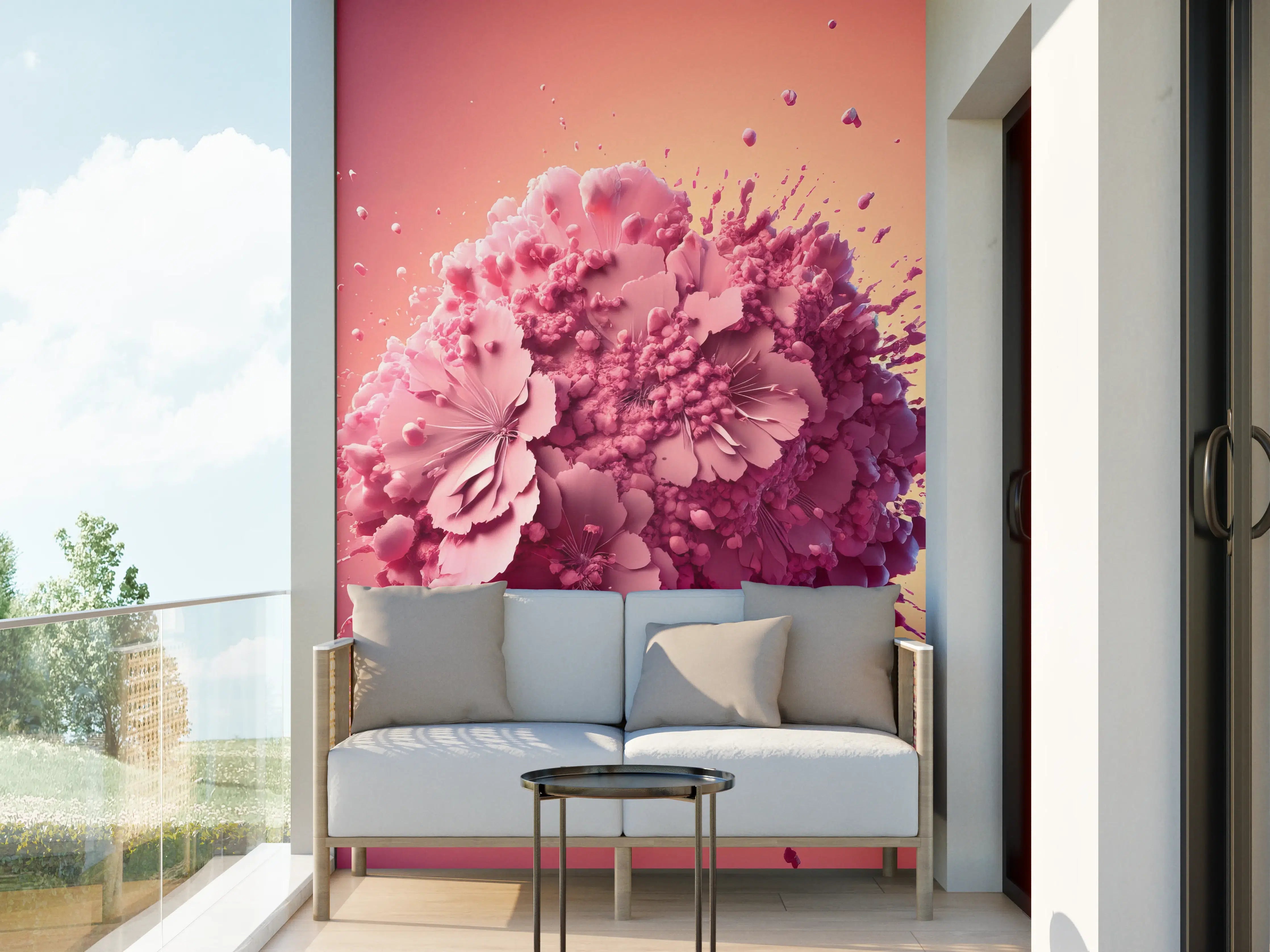 Wandverkleidung außen - Kirschblüten Explosion Rosa