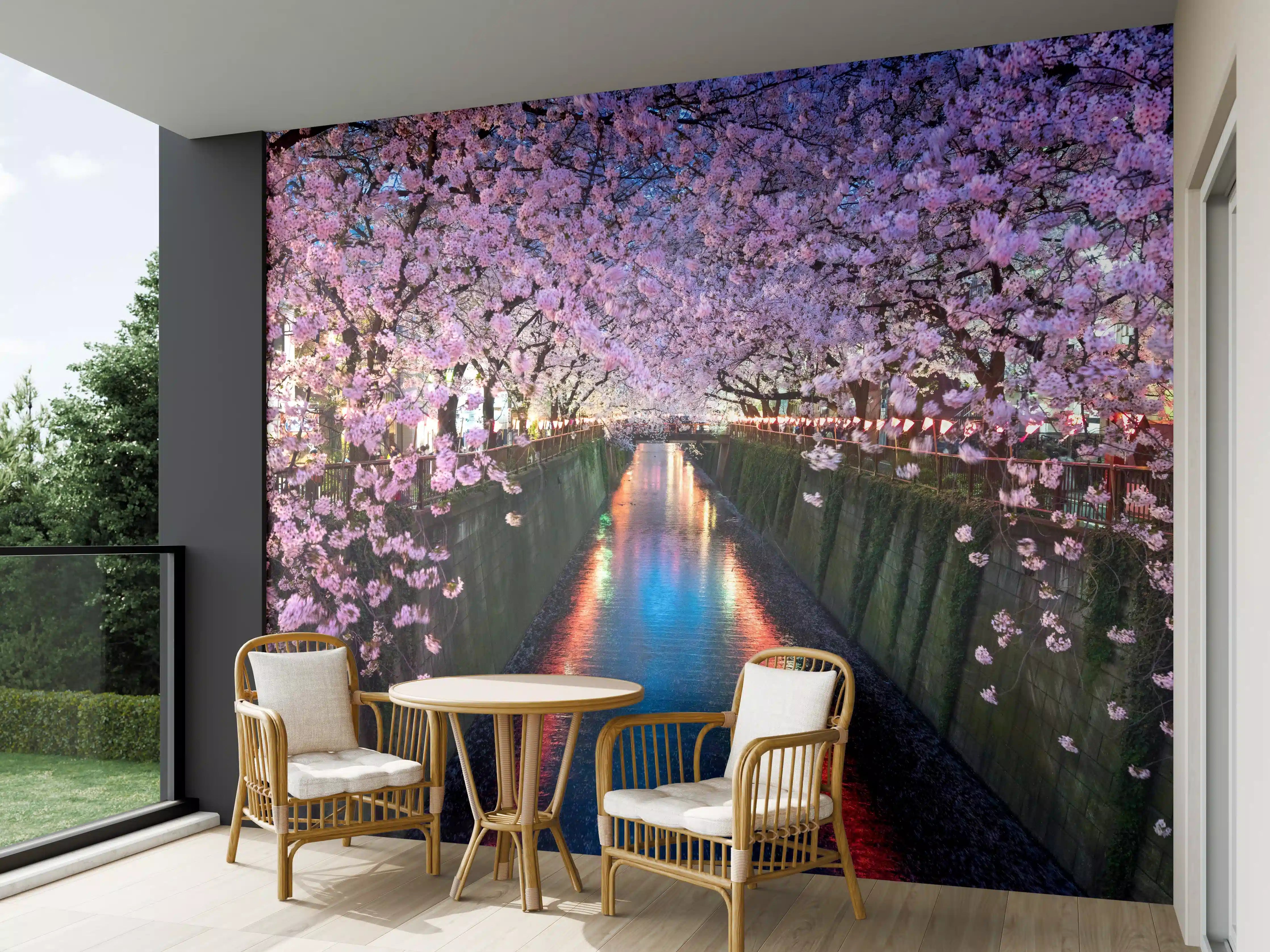 Wandverkleidung außen - Kirschblüten bei Nacht Nakameguro - Tokio