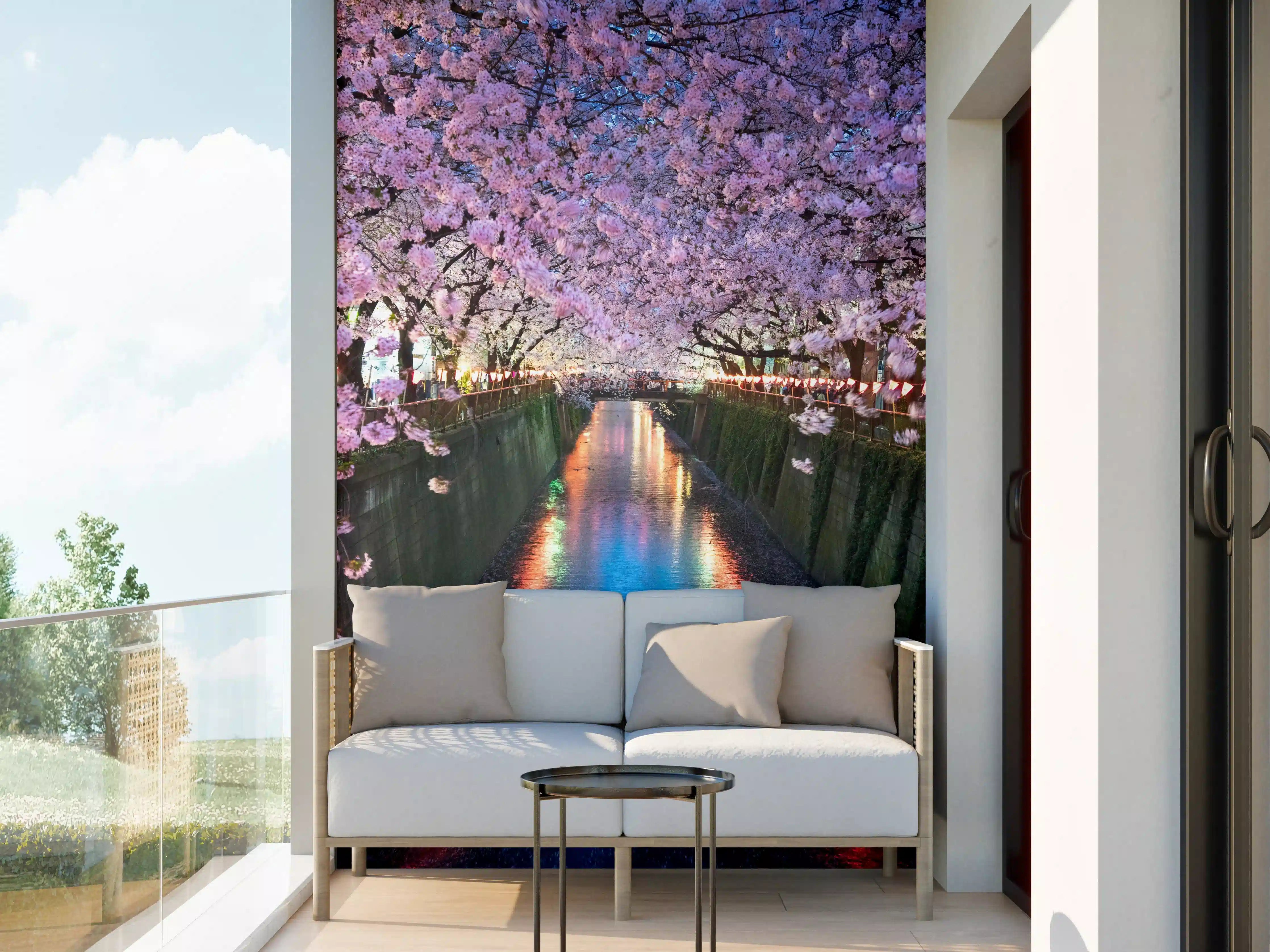 Wandverkleidung außen - Kirschblüten bei Nacht Nakameguro - Tokio