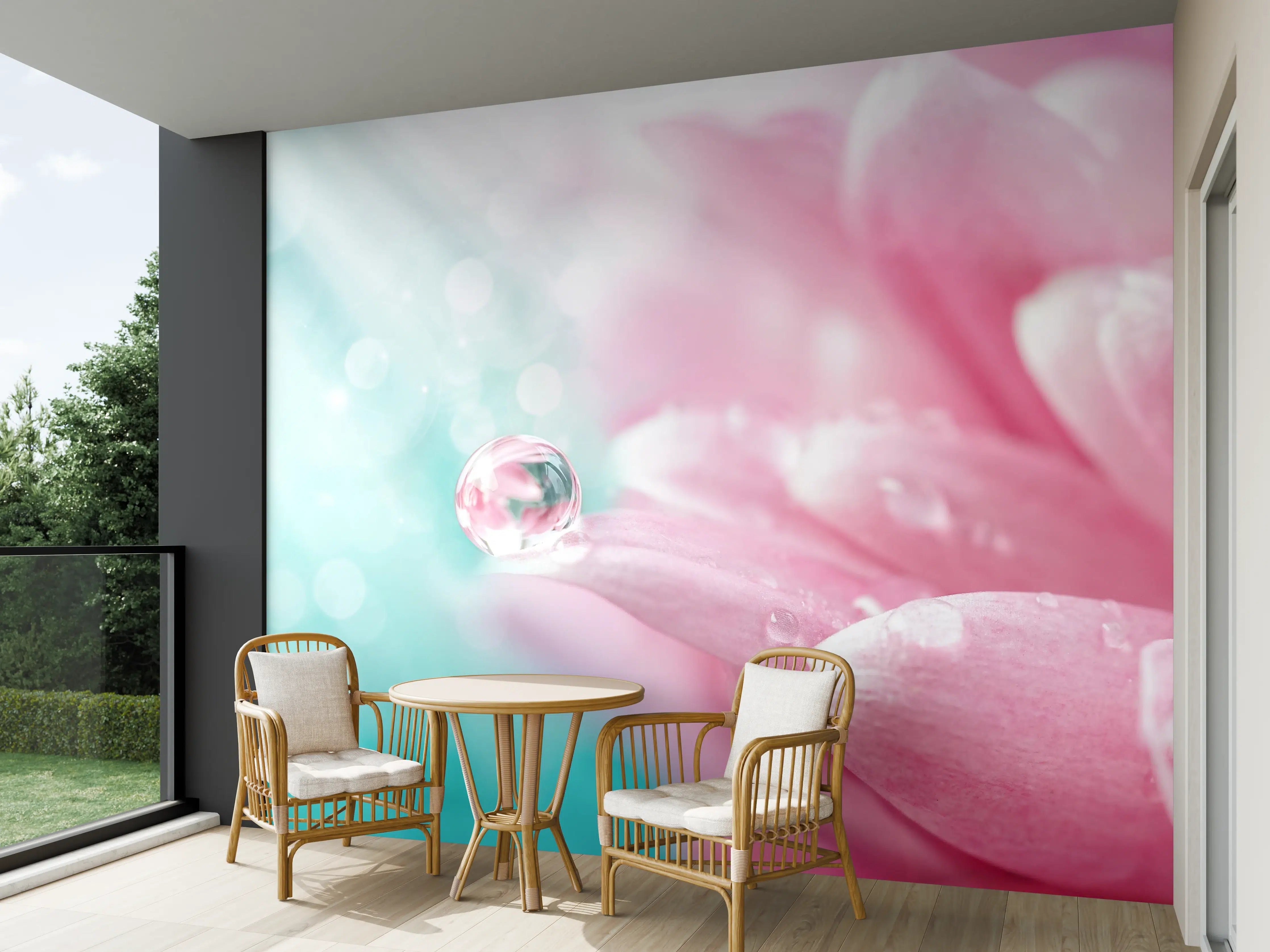 Wandverkleidung außen - Klarer Wassertropfen auf Chrysantheme