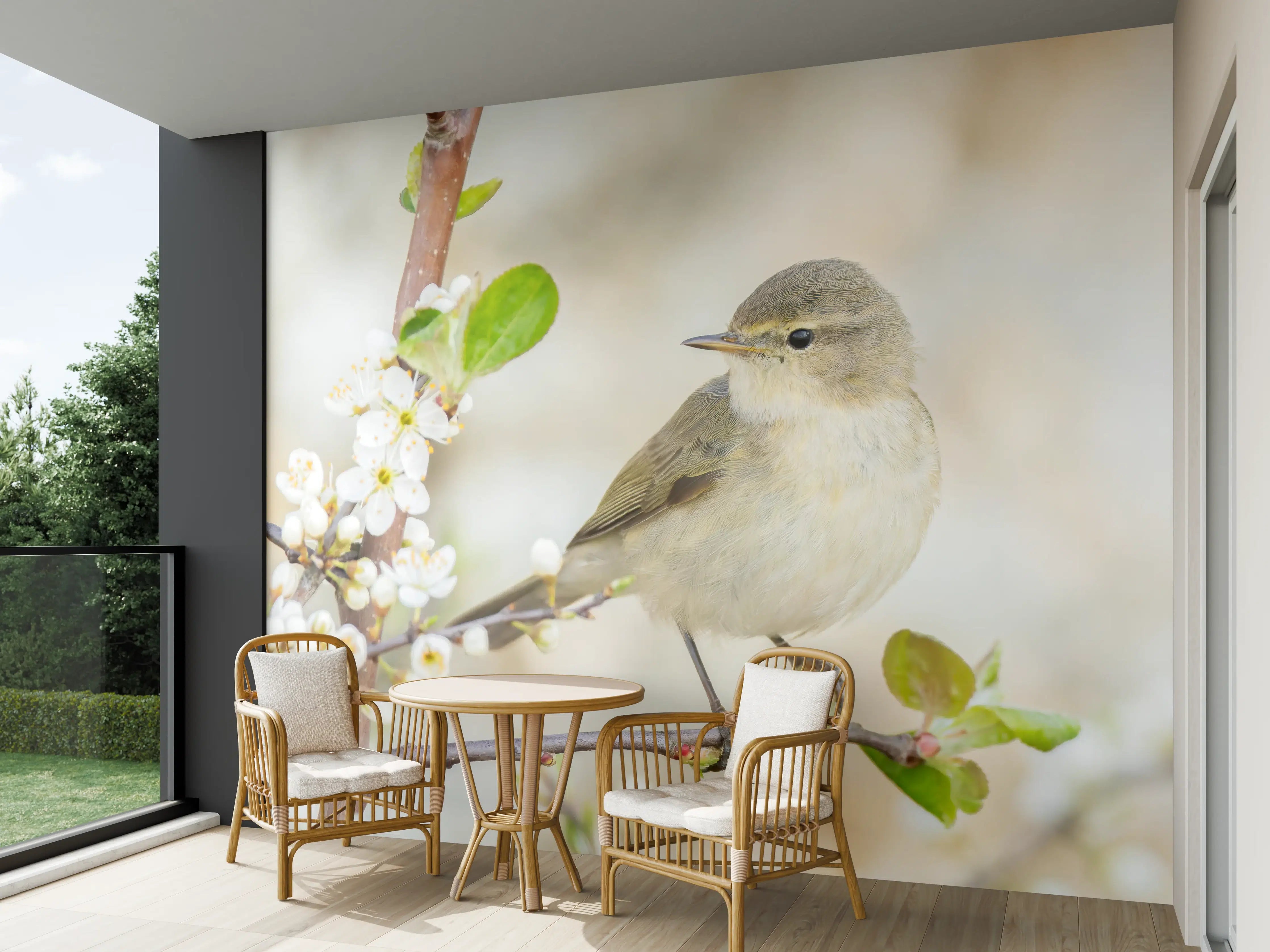 Wandverkleidung außen - Kleiner Vogel am Baumzweig