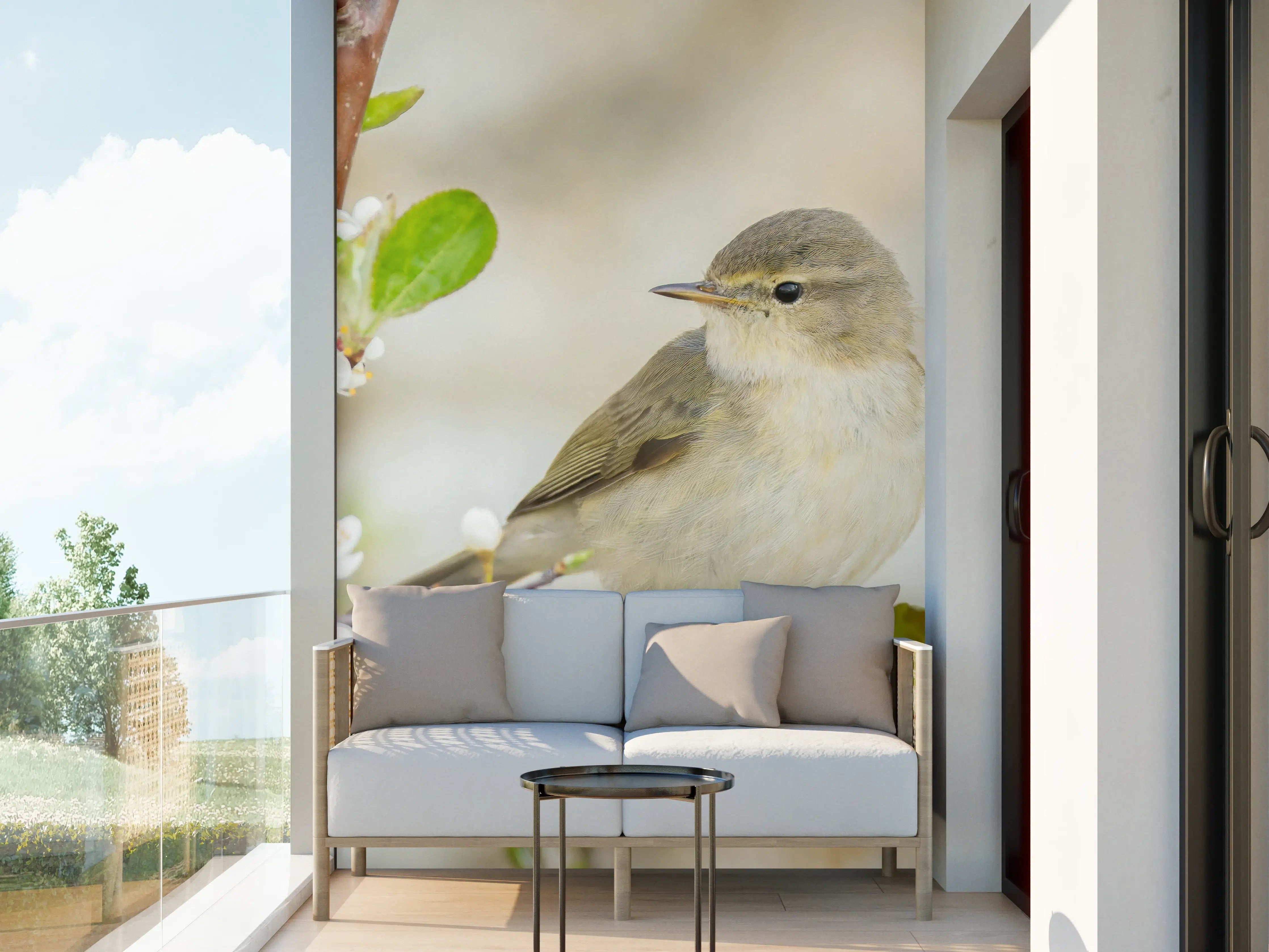 Wandverkleidung außen - Kleiner Vogel am Baumzweig