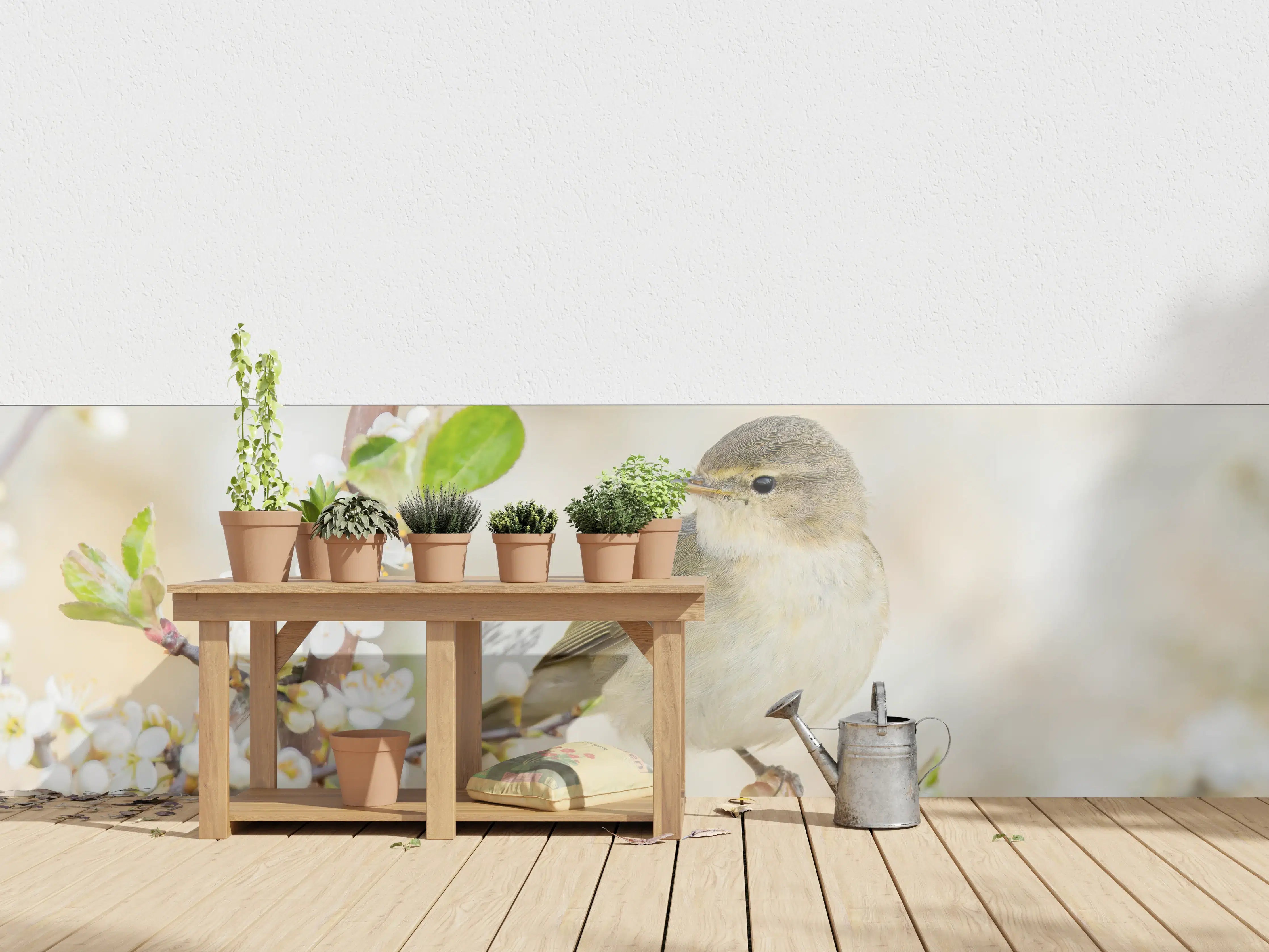Wandverkleidung außen - Kleiner Vogel am Baumzweig