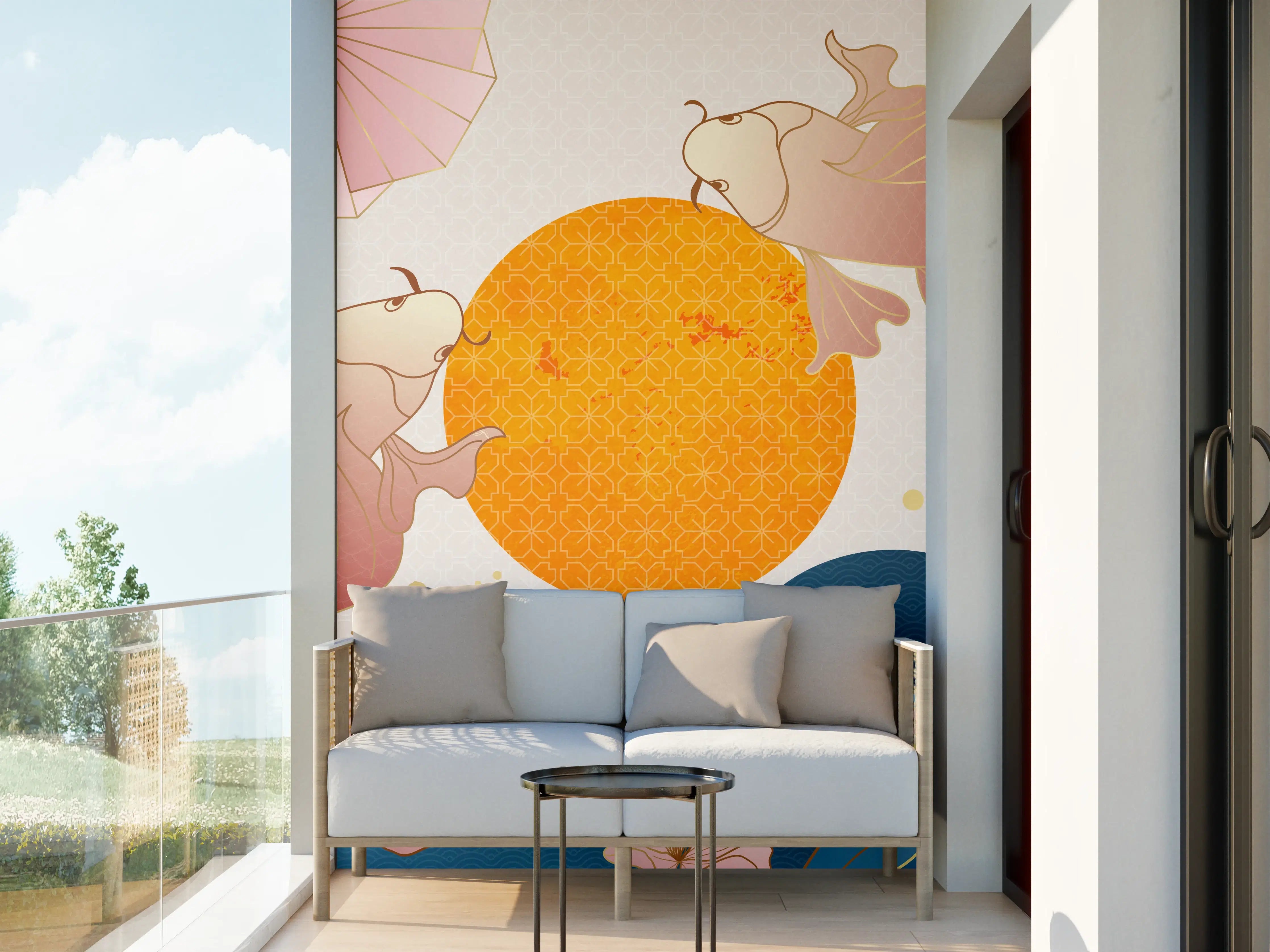 Wandverkleidung außen - Koi-Karpfen-Ornament-Grafik
