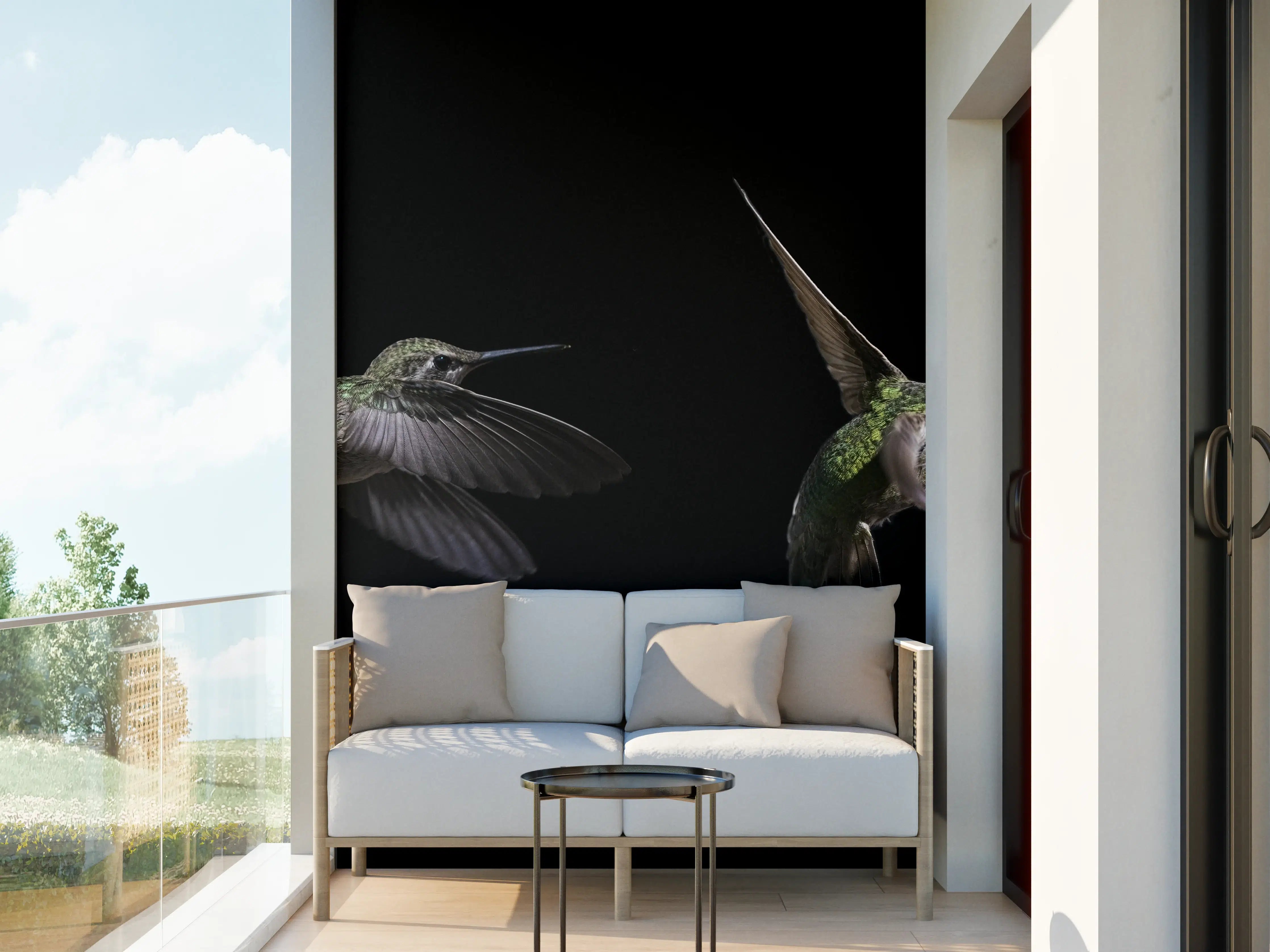 Wandverkleidung außen - Kolibri beim Fressen der Aloe Vera-Blüte
