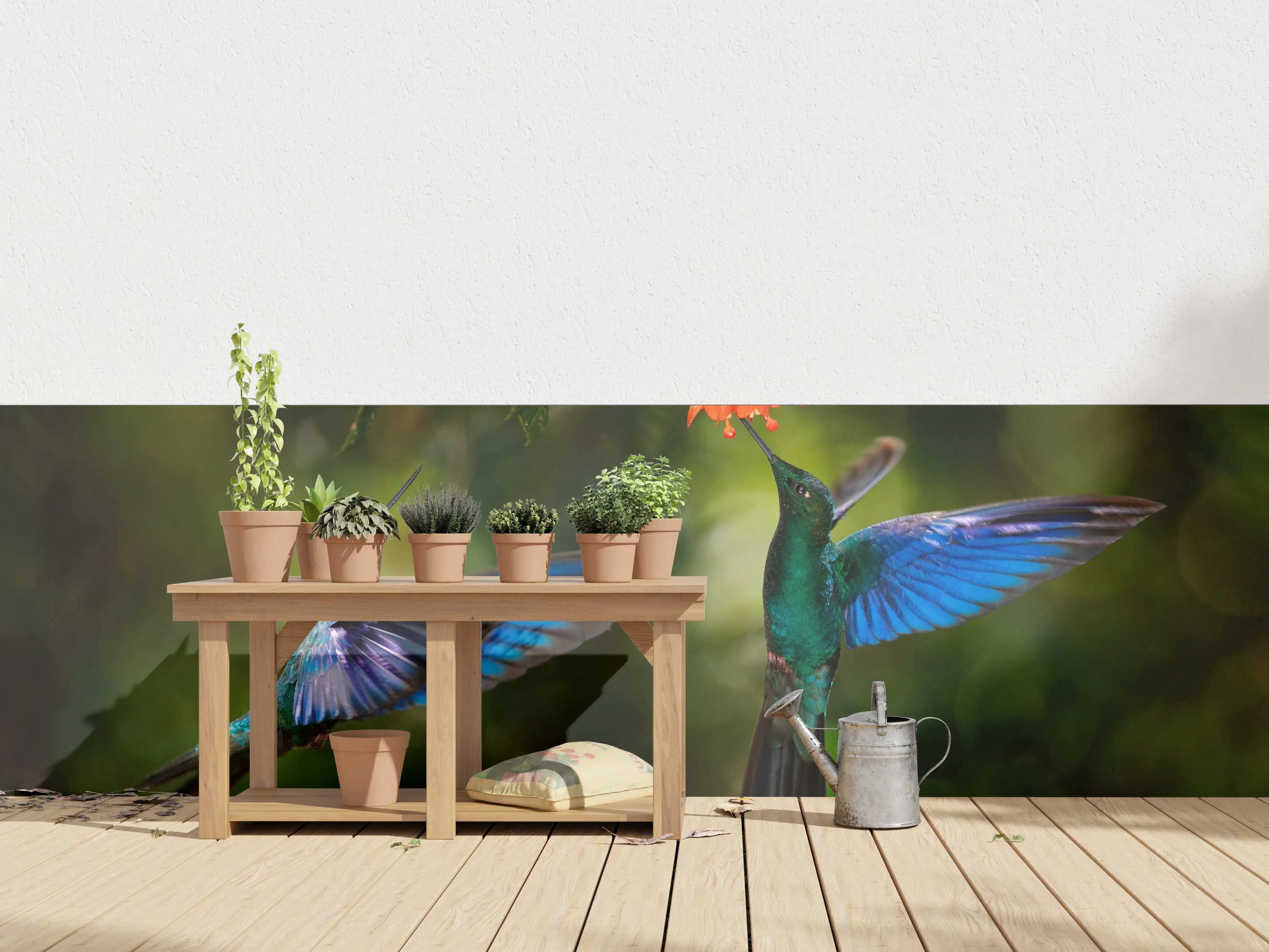 Wandverkleidung außen - Kolibris an der Blüte 