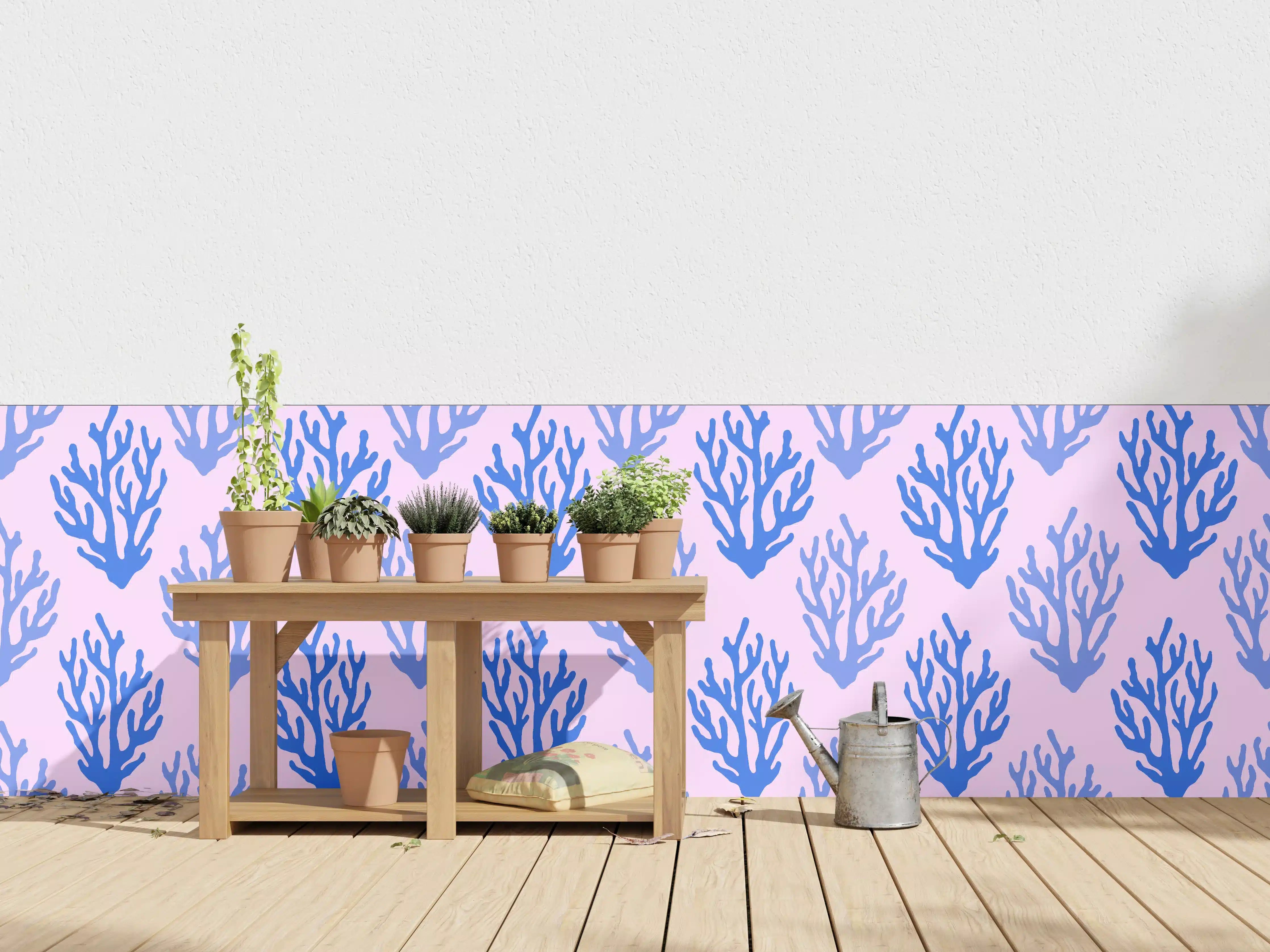 Wandverkleidung außen - Korallenmuster Blau-Rosa